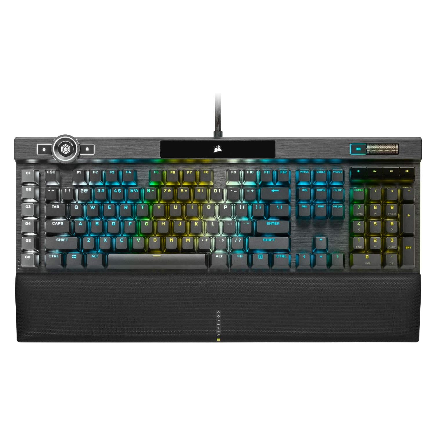 Corsair K100 RGB Mechanical Gaming Keyboard - CHERRY MX SPEED RGB Silver Keys - AXON Hyper-Processing Technology for 4x Faster Throughput - 44-Zone RGB - PBT Double-Shot Keycaps