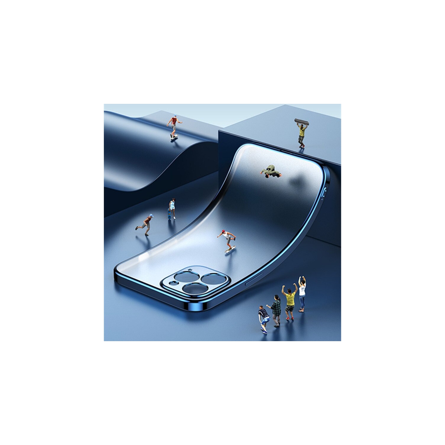 For Apple iPhone 12 Pro Max Blue Smart Shockproof Luxury Stream Electro Plating Elegant Cover Case