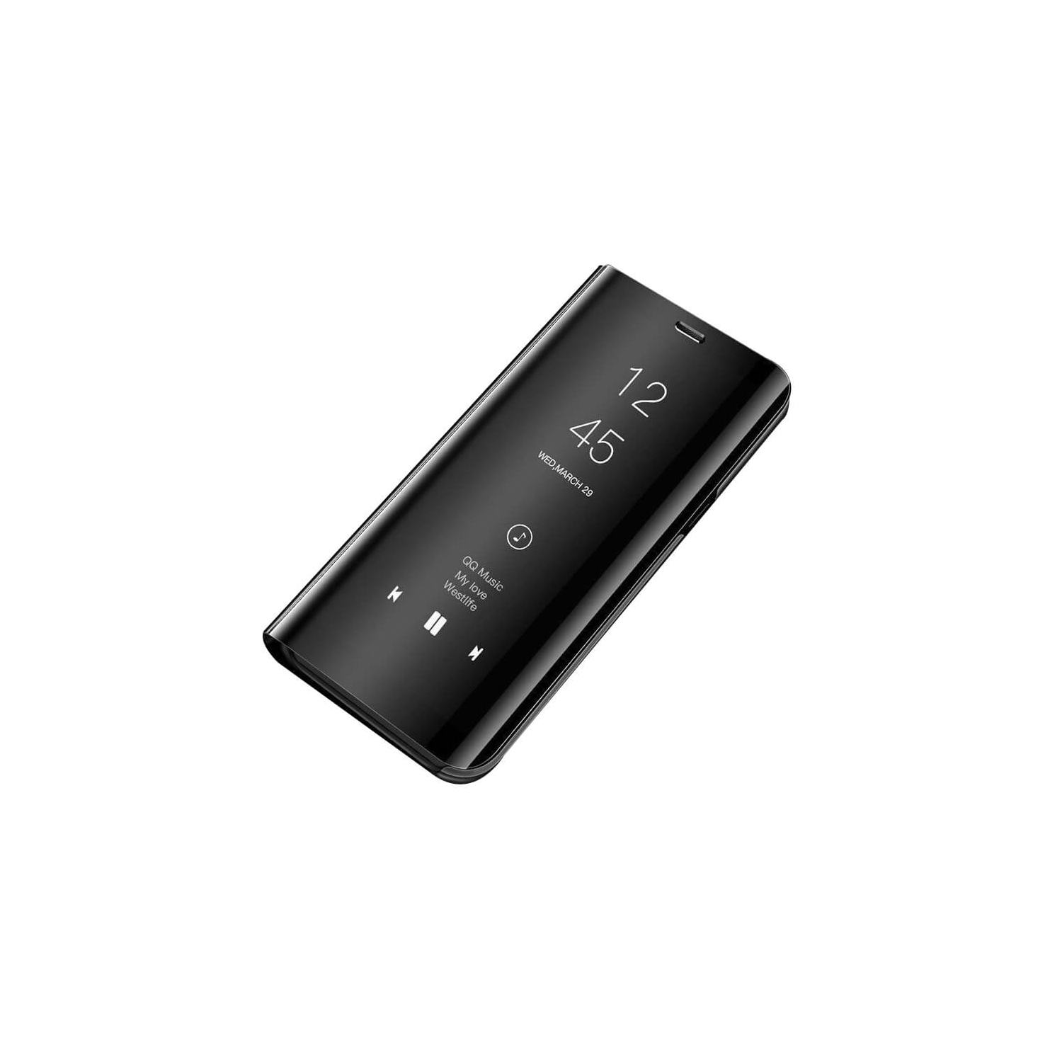 Samsung Galaxy S9 Plus Black Smart Mirror View Clear Luxury Flip Stand Slim Case Cover