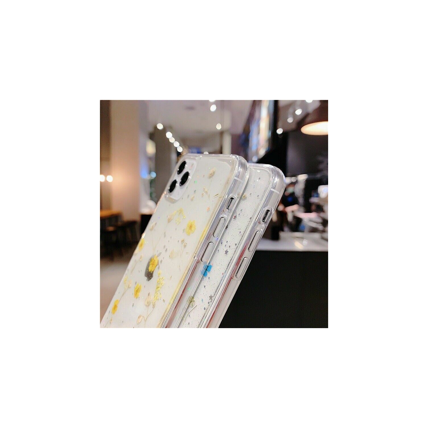 For Apple iPhone 11 Pro Pink Smart Shockproof Dry Flower Glitter Case TPU Back Cover