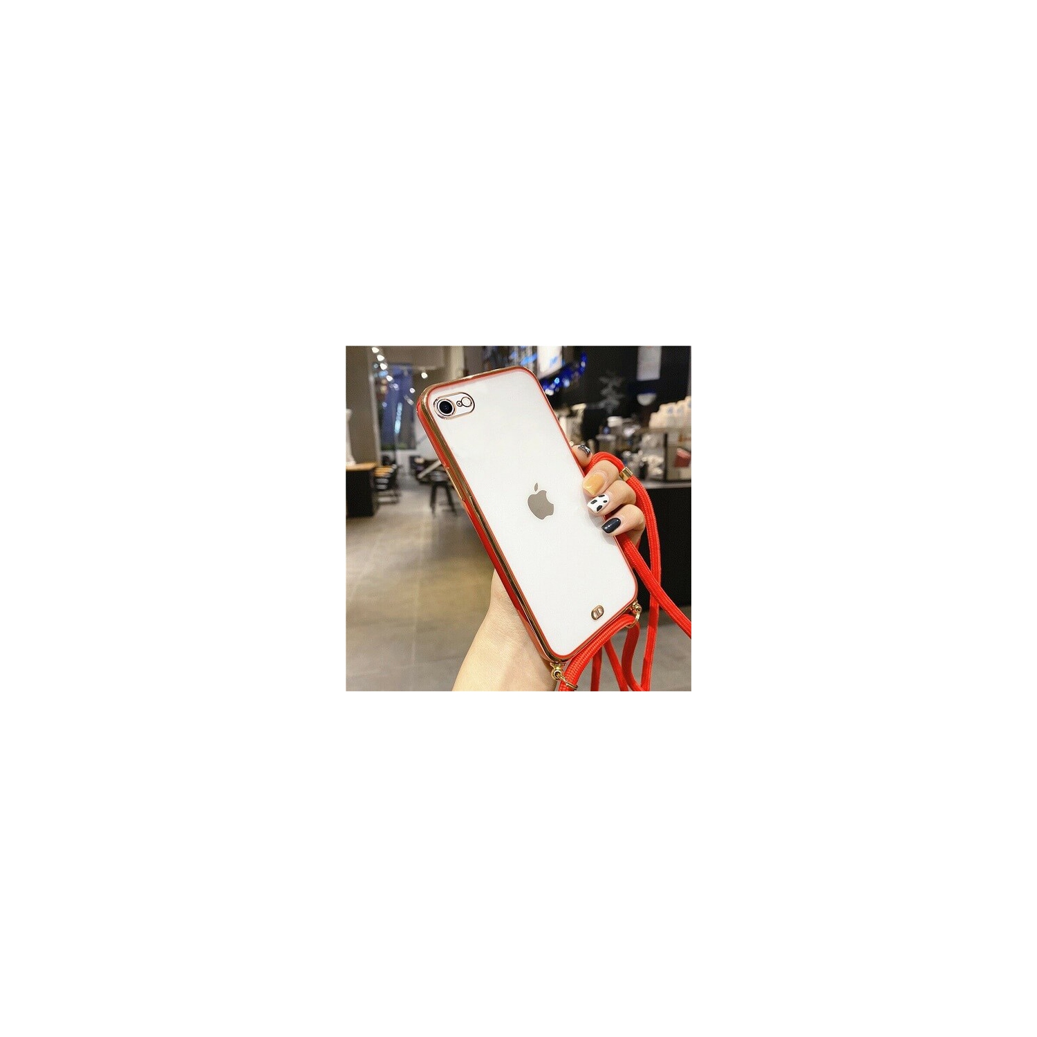 For Apple iPhone 8 Red Smart Shockproof Luxury Stream Electro Plating Elegant Cover Case