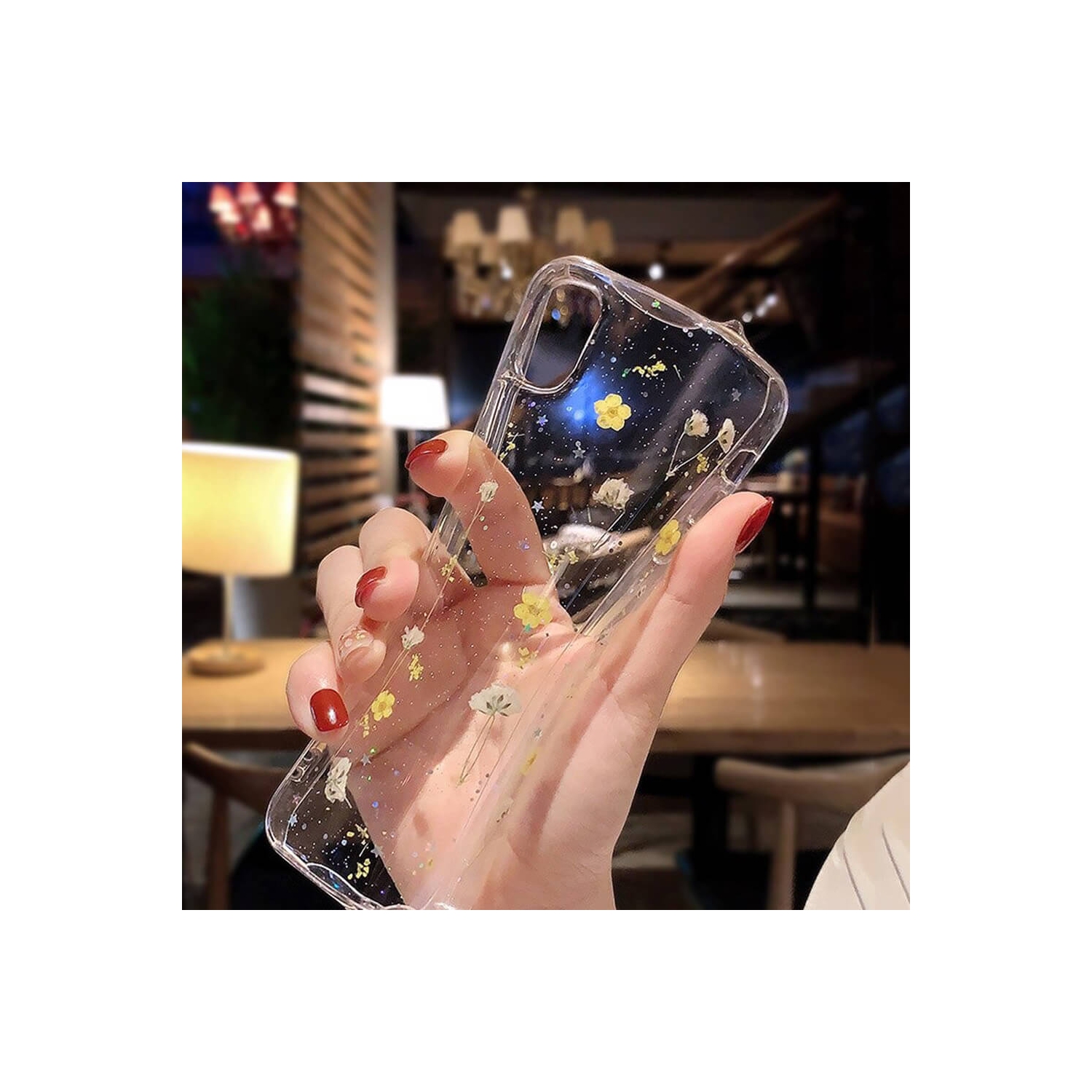 Étui intelligent antichoc à fleur sèche et paillettes bleue pour iPhone 11 d'Apple couvercle arrière en TPUR