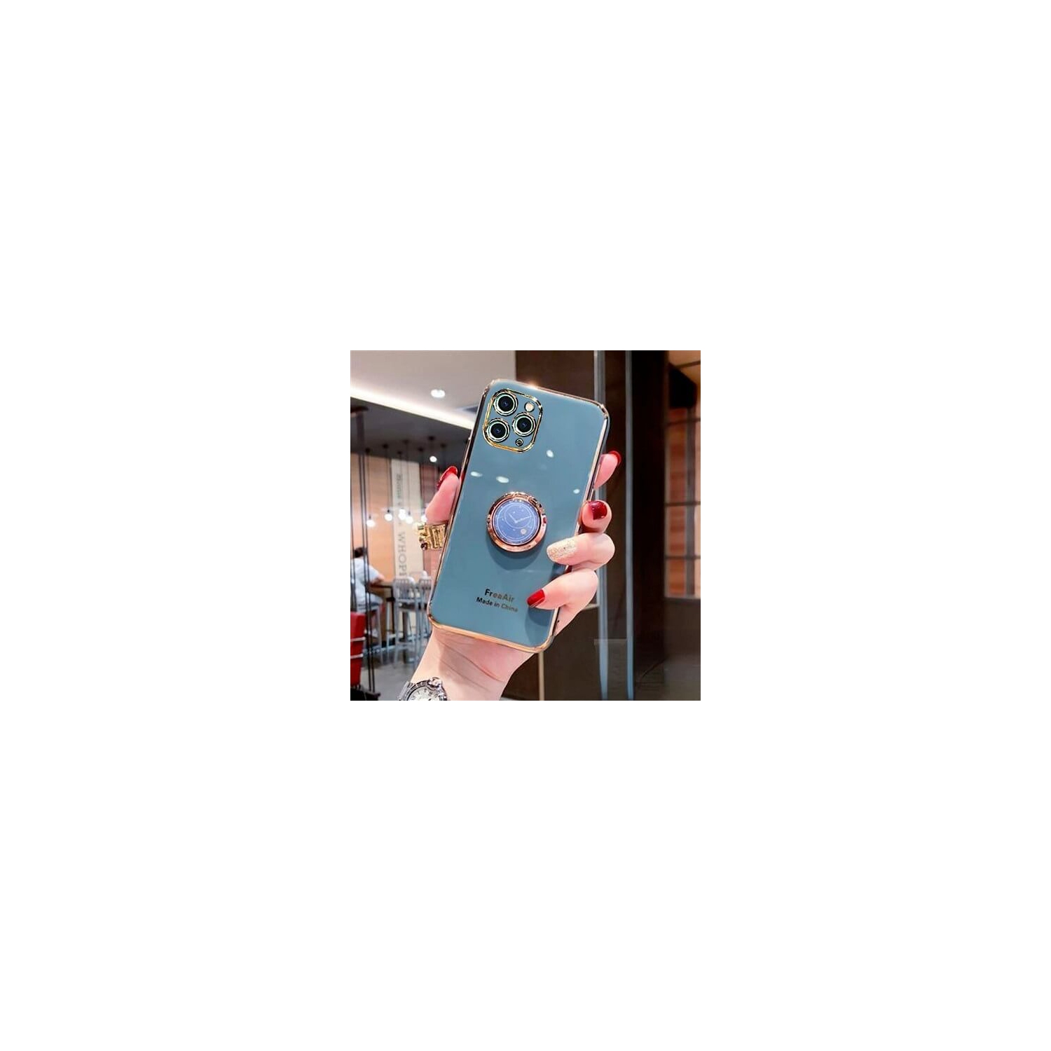 For Apple iPhone 11 Pro Grey Ring Case Luxury Stream Plating Elegant Cover Case