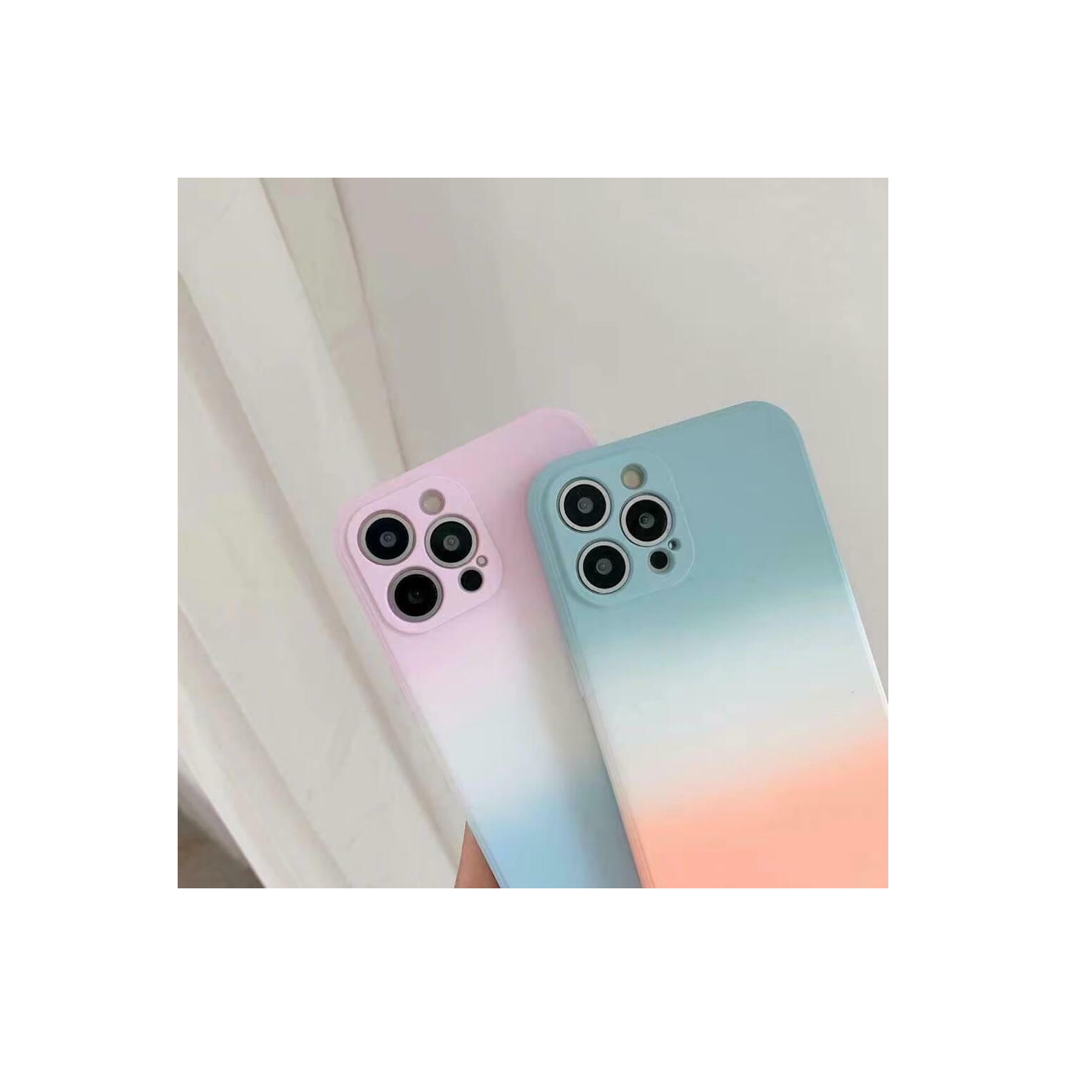 For Apple iPhone 12 Pro Teal + Orange Smart Shockproof Liquid Silicone Full Camera Protective Cover Case