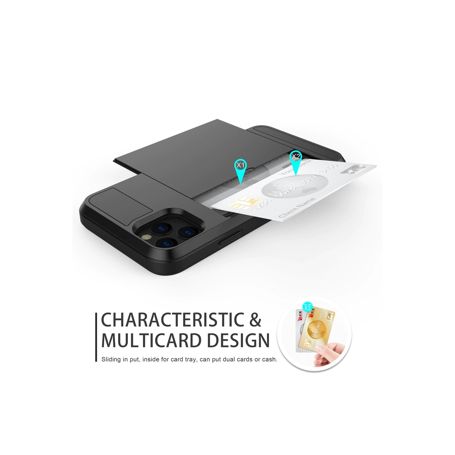 For Apple iPhone XS Max Rose Gold Shockproof Card Slot Wallet Heavy Duty Case Tough 360 Cover Case