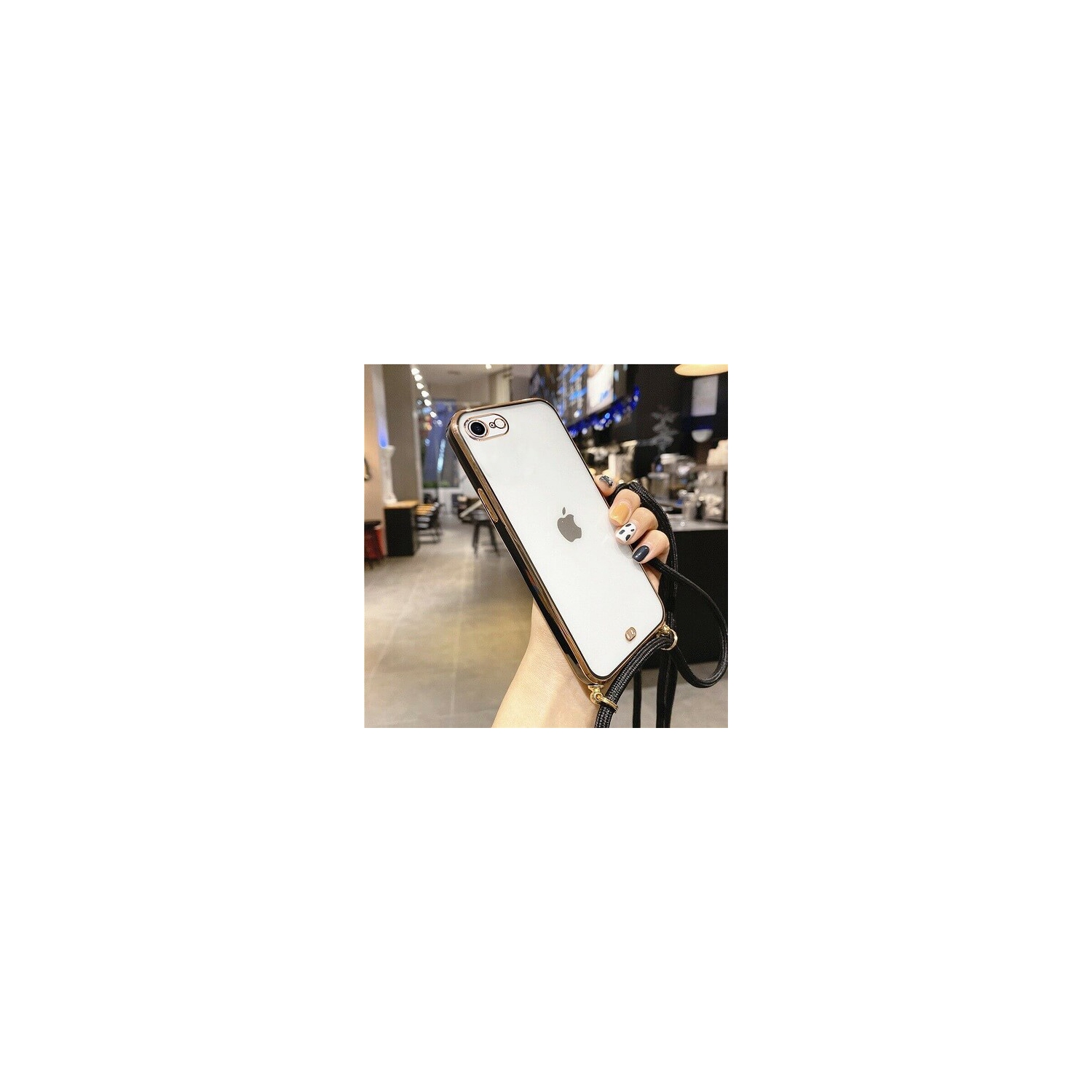 For Apple iPhone 7 Black Smart Shockproof Luxury Stream Electro Plating Elegant Cover Case