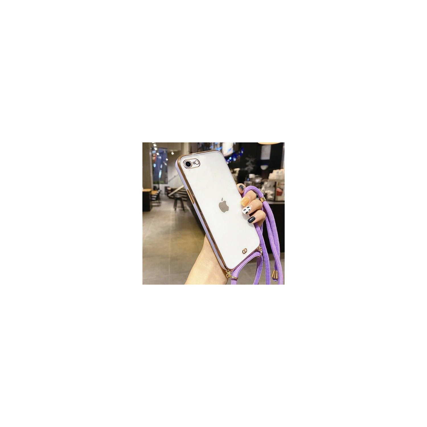 For Apple iPhone 7 Purple Smart Shockproof Luxury Stream Electro Plating Elegant Cover Case