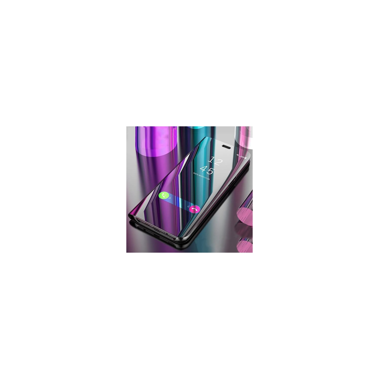 For Apple iPhone XR Black Smart Mirror View Clear Luxury Flip Stand Slim Case Cover