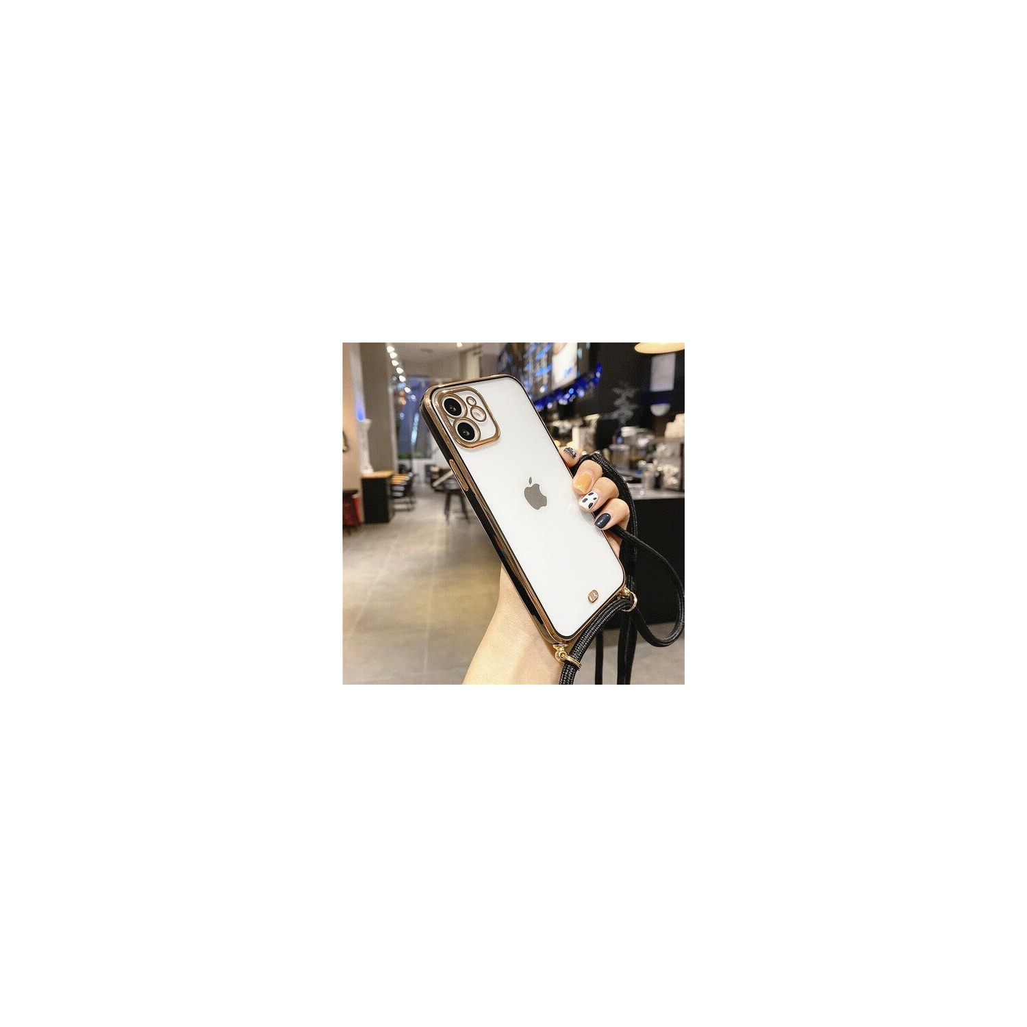 For Apple iPhone 11 Black Smart Shockproof Luxury Stream Electro Plating Elegant Cover Case