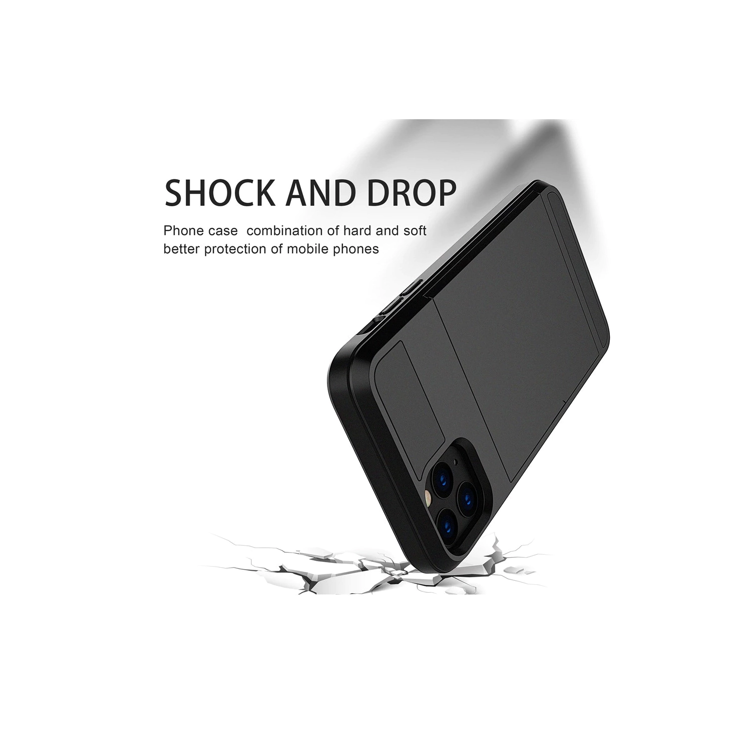 For Apple iPhone XS Black Shockproof Card Slot Wallet Heavy Duty Case Tough 360 Cover Case