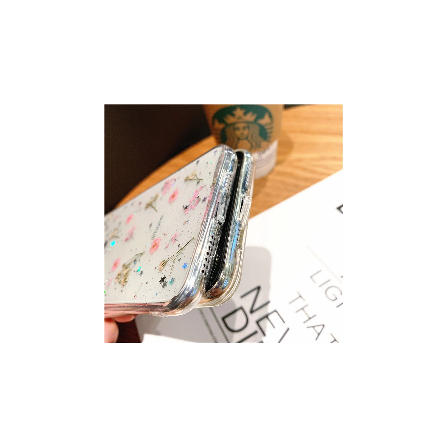 For Apple iPhone XS Max Blue Smart Shockproof Dry Flower Glitter Case TPU Back Cover