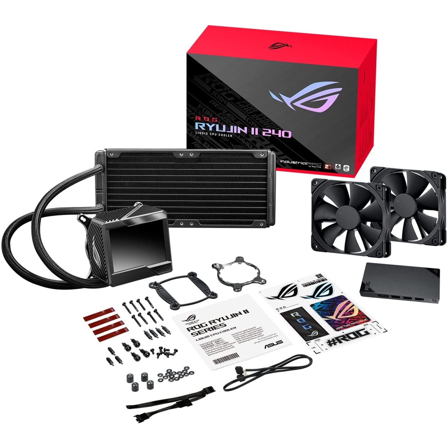 ASUS ROG Ryujin II 240 RGB all-in-one liquid CPU cooler 240mm Radiator (3.5"color LCD, embedded pump fan and 2xNoctua iPPC 2000 PWM 120mm radiator