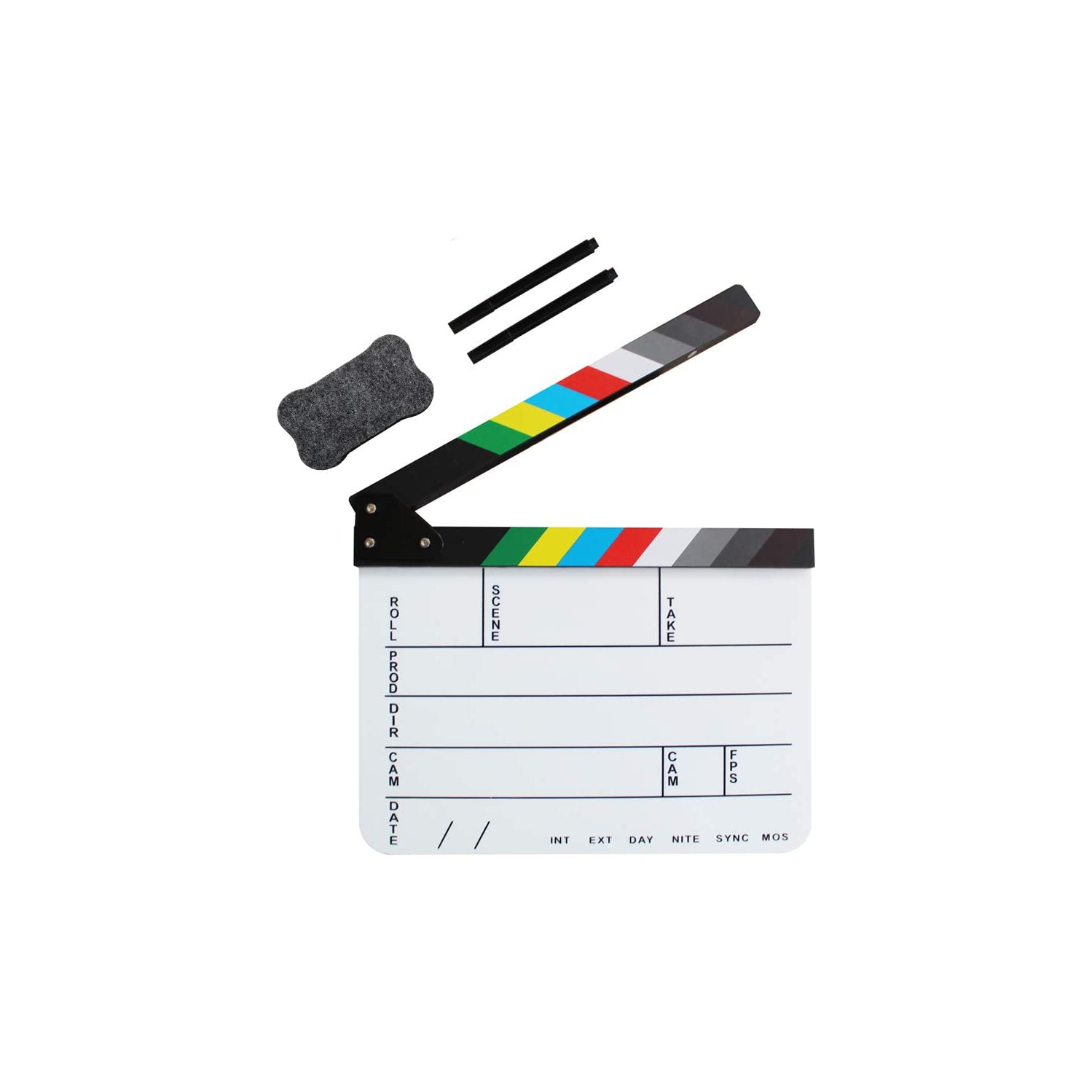 Clapboard, metteur en scène en acrylique, film hollywoodien film claquette décorative grande scène Clapboard Board avec gomme à effacer magnétique et
