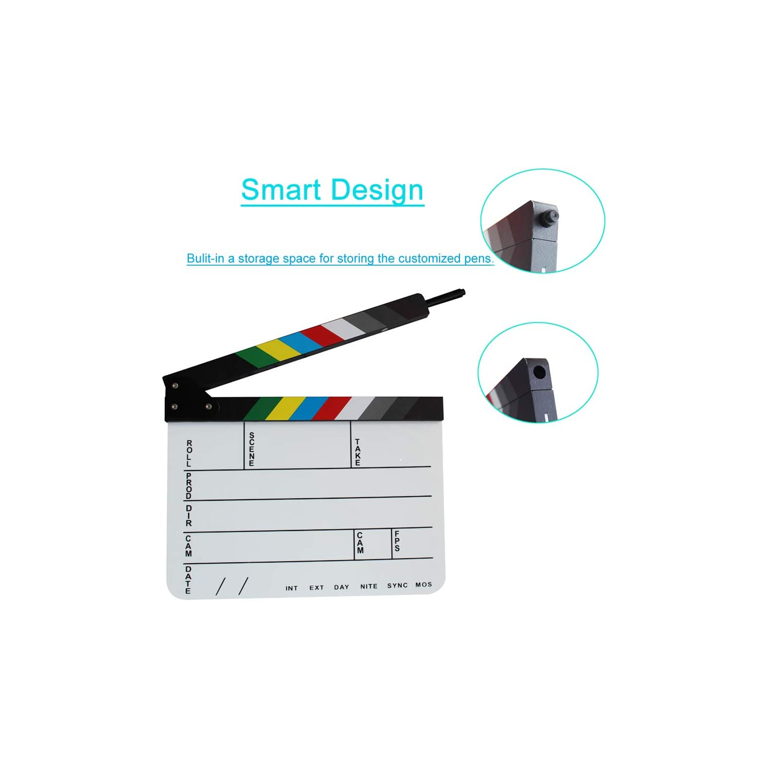 Clapboard, metteur en scène en acrylique, film hollywoodien film claquette décorative grande scène Clapboard Board avec gomme à effacer magnétique et