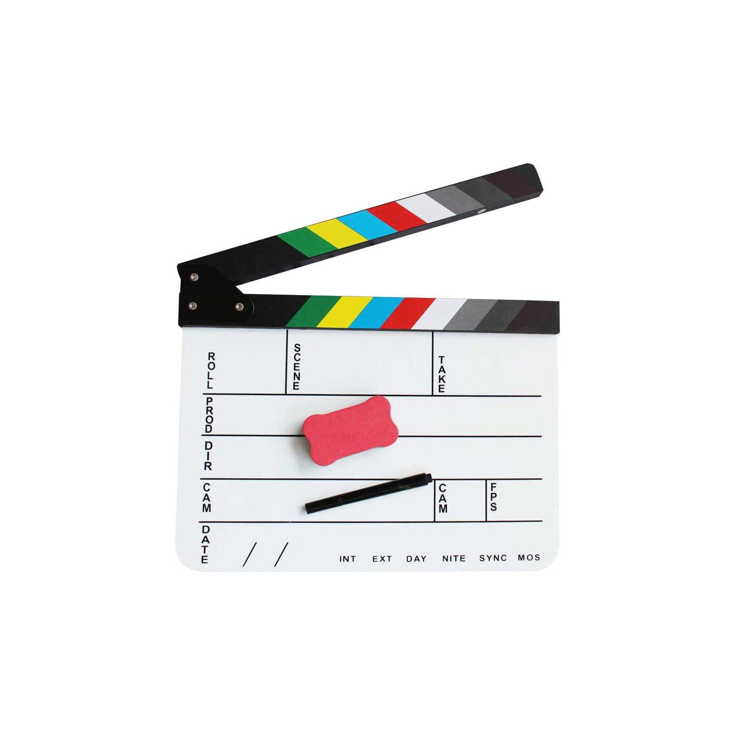 Clapboard, metteur en scène en acrylique, film hollywoodien film claquette décorative grande scène Clapboard Board avec gomme à effacer magnétique et