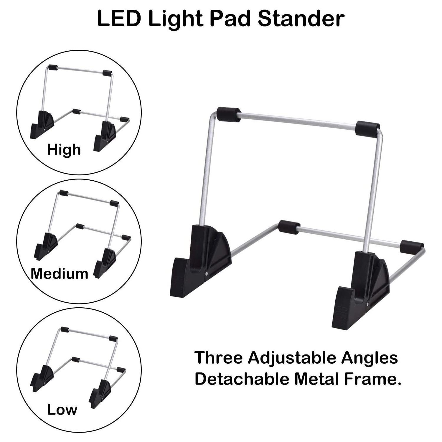 Panneau lumineux à DEL A4 pour peinture diamant, trousse d’éclairage USB ultra-lumineux avec support amovible et pince pour coussinet noir