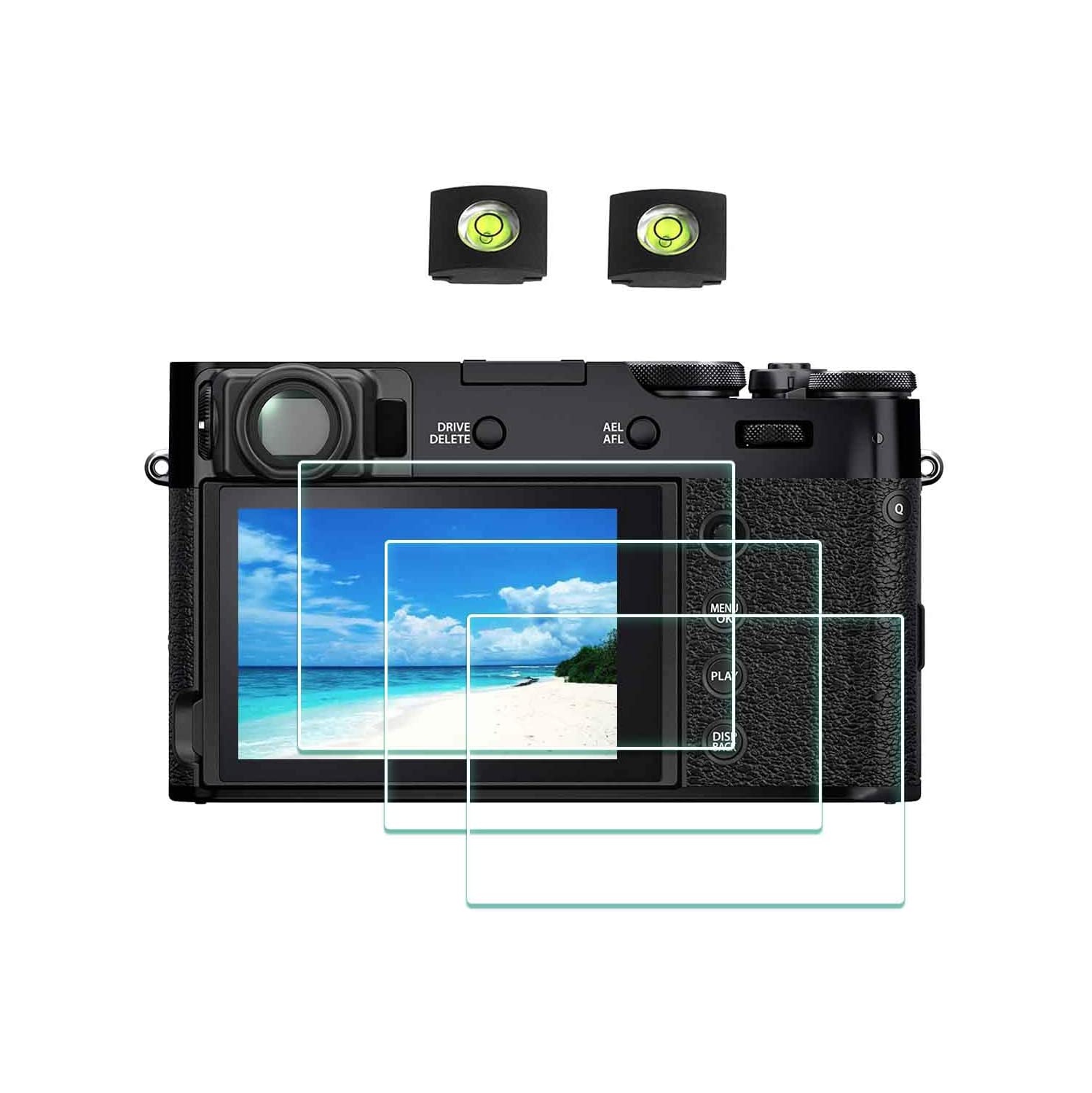 X100V Screen Protector for Fujifilm X100V Fuji Film Digital Camera [3Pack] with Hot Shoe Cover, 0.3mm 9H Hardness Tempered Glass Cover Anti-Scrach