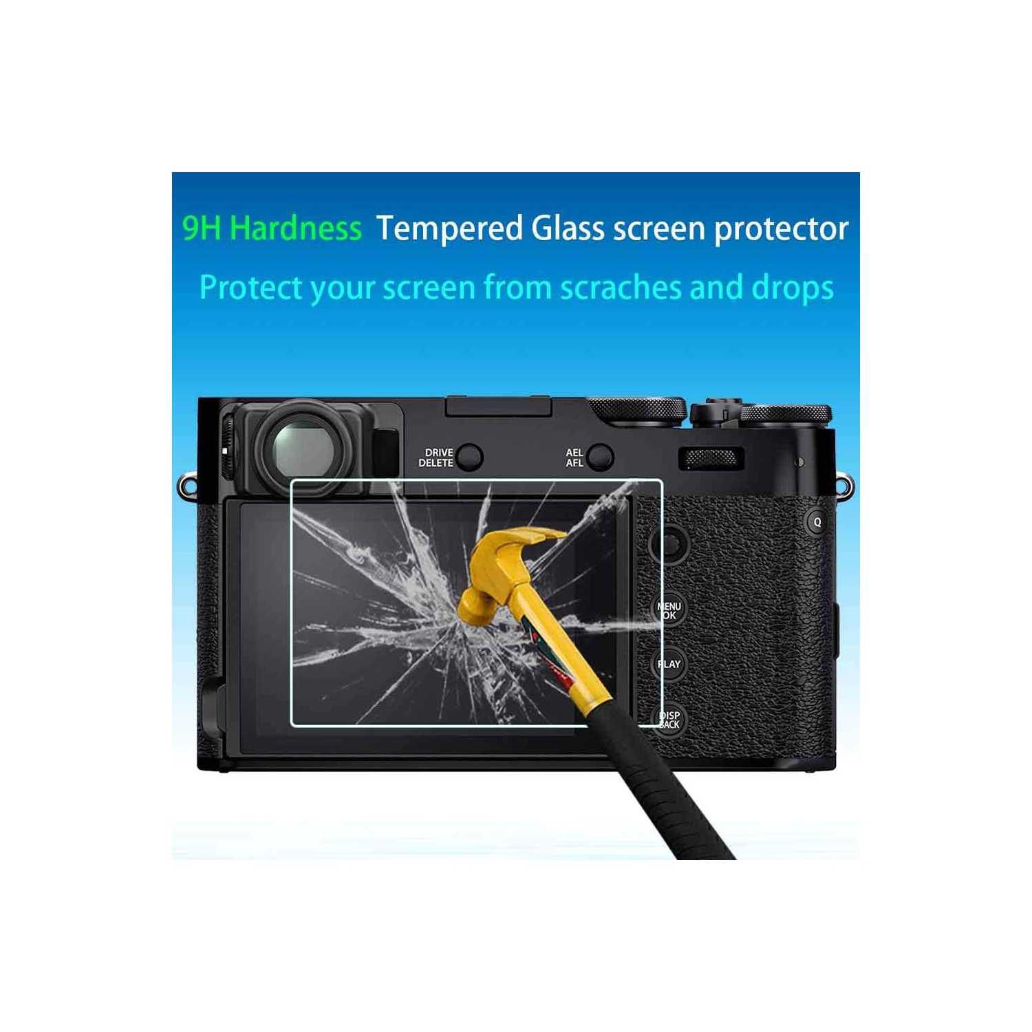 X100V Screen Protector for Fujifilm X100V Fuji Film Digital Camera [3Pack] with Hot Shoe Cover, 0.3mm 9H Hardness Tempered Glass Cover Anti-Scrach