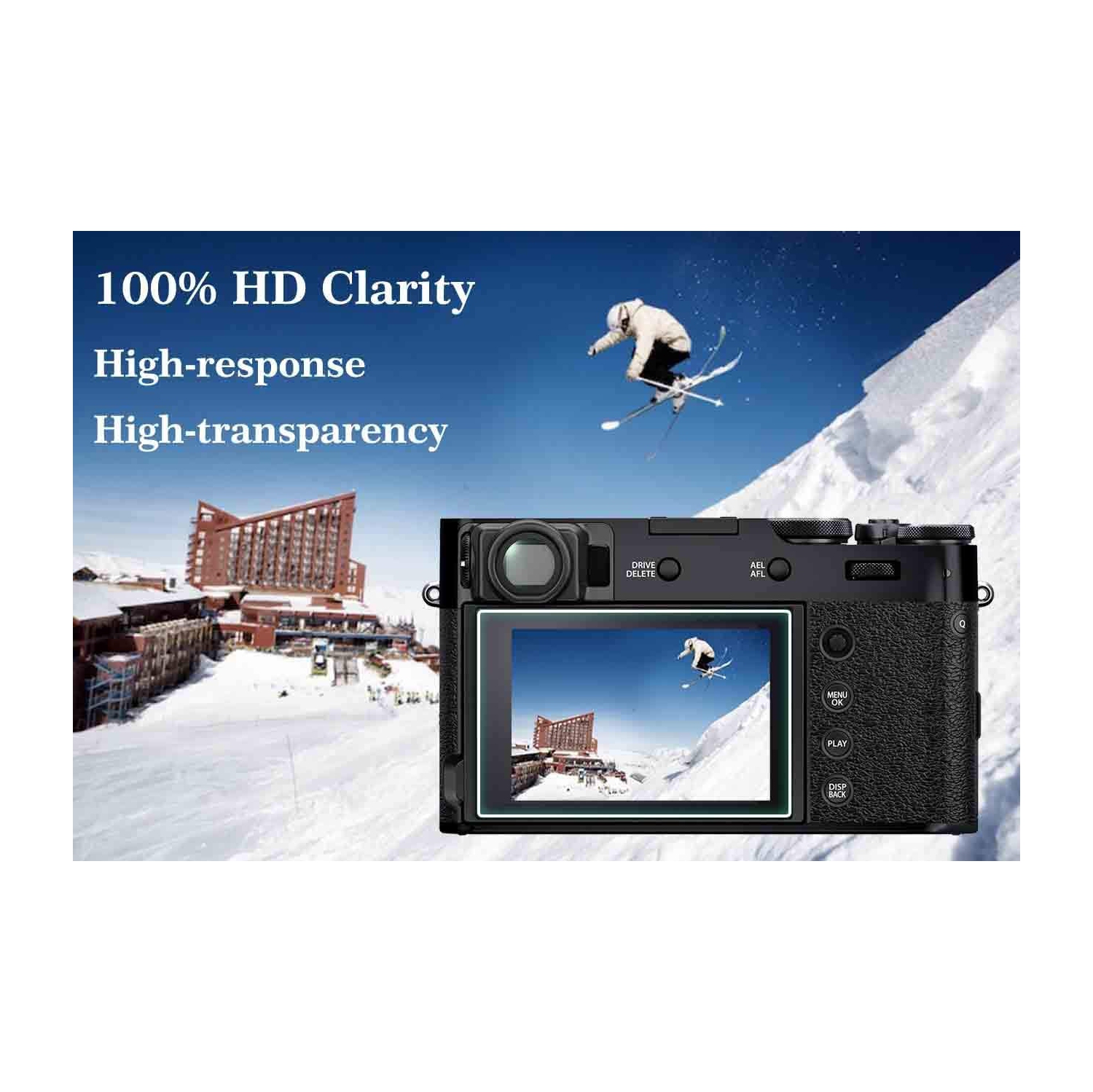 X100V Screen Protector for Fujifilm X100V Fuji Film Digital Camera [3Pack] with Hot Shoe Cover, 0.3mm 9H Hardness Tempered Glass Cover Anti-Scrach