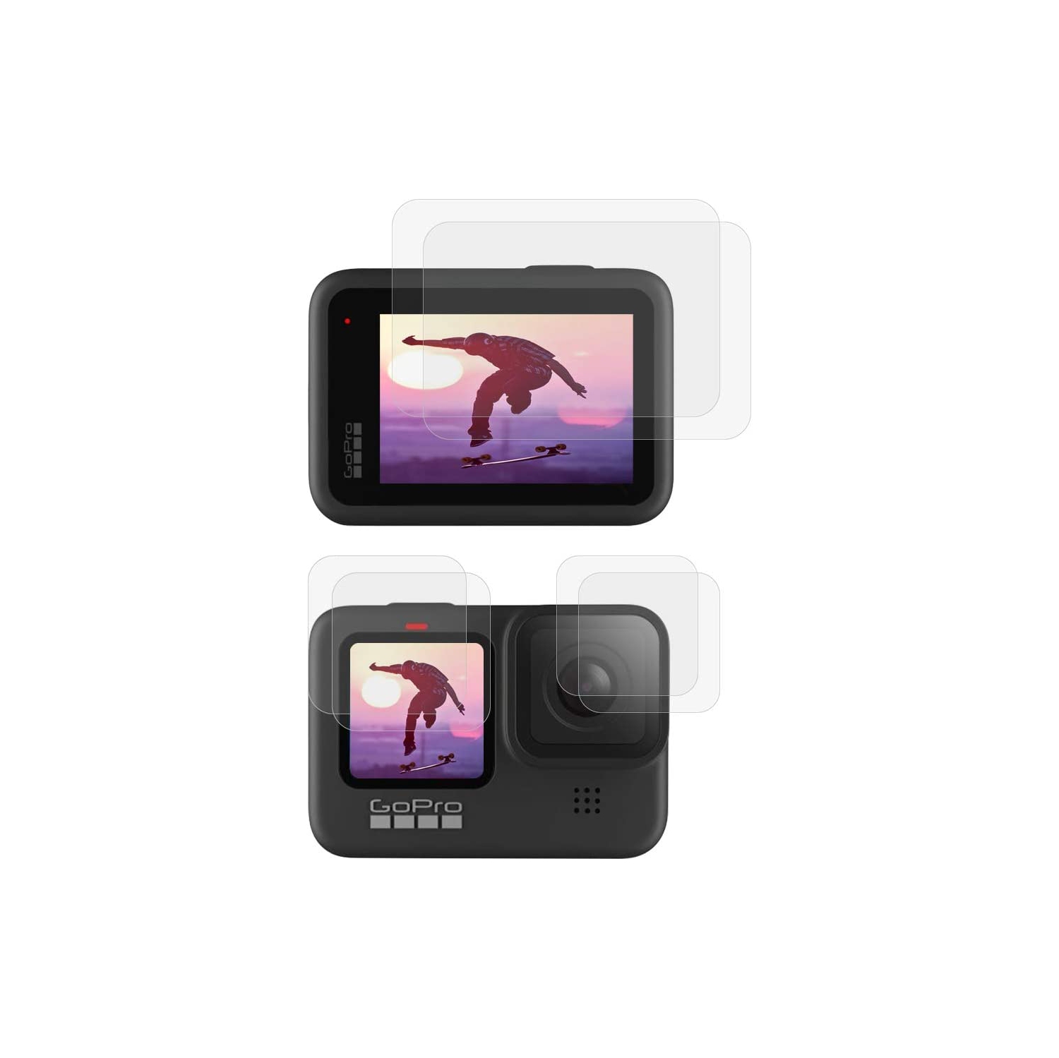 2 Pack Tempered Glass Screen + Glass Lens Protector + Glass LCD Display Screen Protector Film For GoPro hero 10 9 black