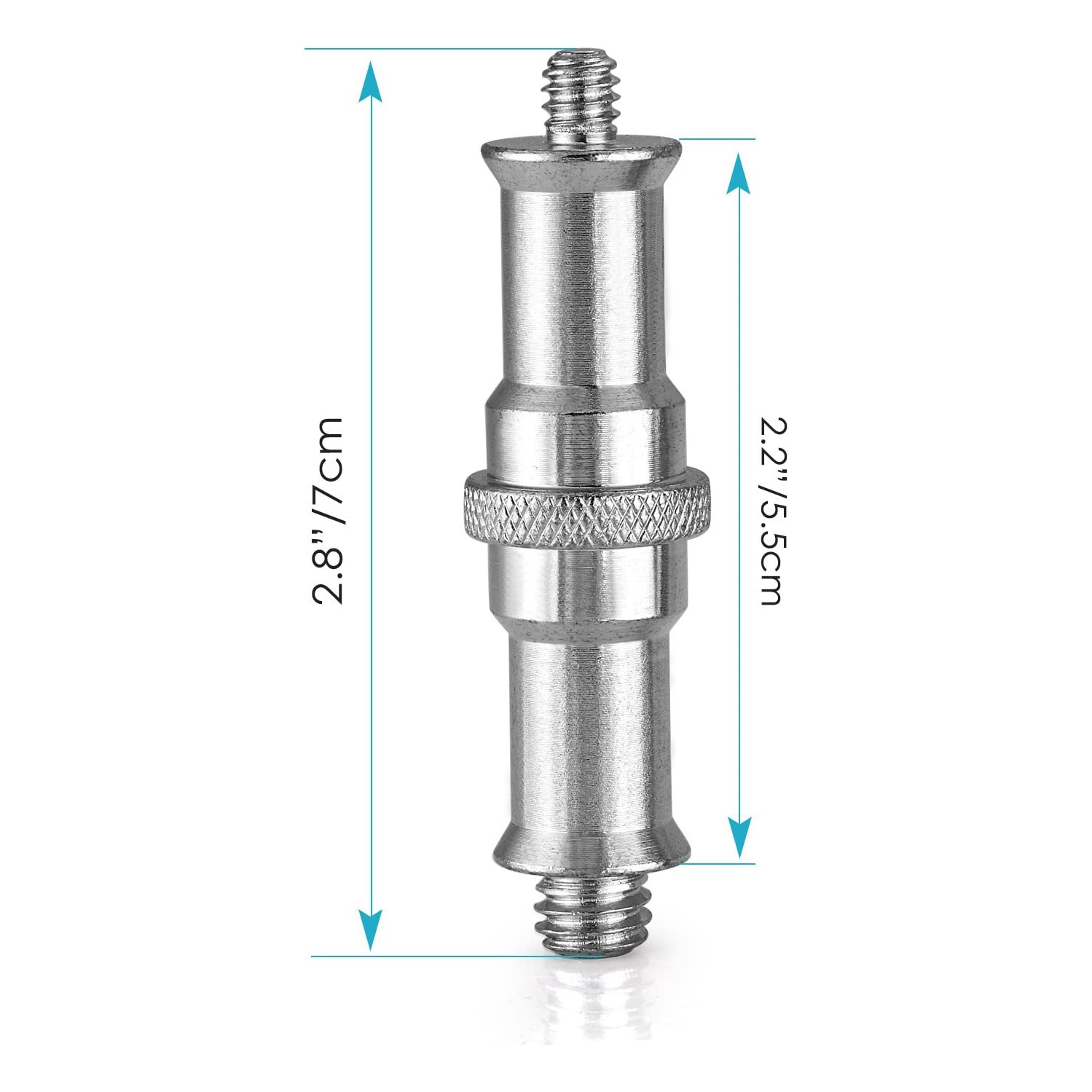 2 Pieces Standard 1/4 to 3/8 inch Metal Male Convertor Threaded Screw Adapter Spigot Stud for Studio Light Stand, Hotshoe/Coldshoe Adapter, Ball