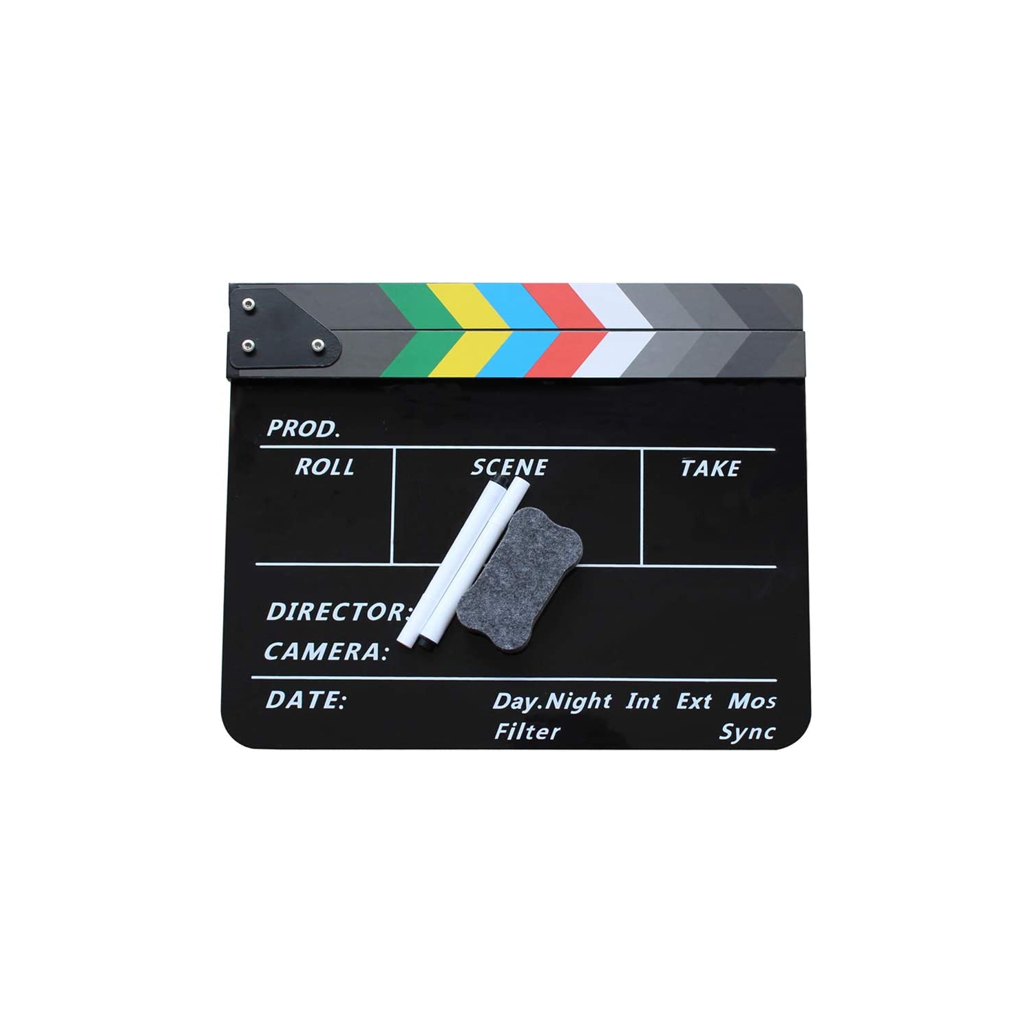 Movie Directors Clapboard, Photography Studio Video TV Acrylic Clapper Board Dry Erase Film Slate Cut Action Scene Clapper with a Magnetic Blackboard