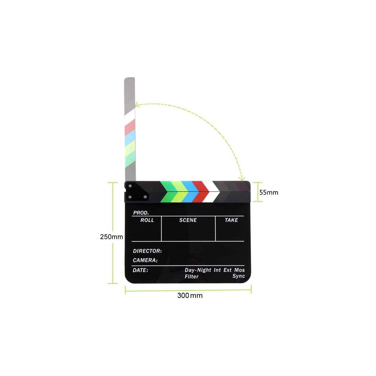 Movie Directors Clapboard, Photography Studio Video TV Acrylic Clapper Board Dry Erase Film Slate Cut Action Scene Clapper with a Magnetic Blackboard