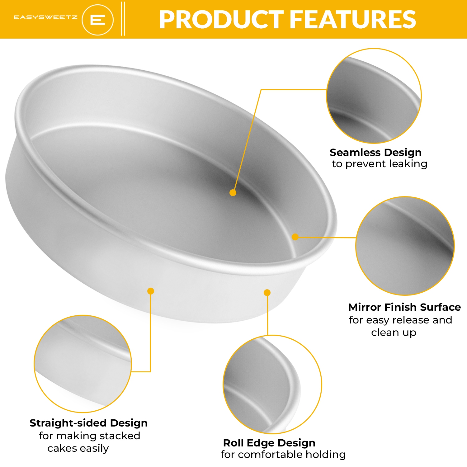 Moule à gâteau rond de 3 po de profondeur – Ensemble de 5