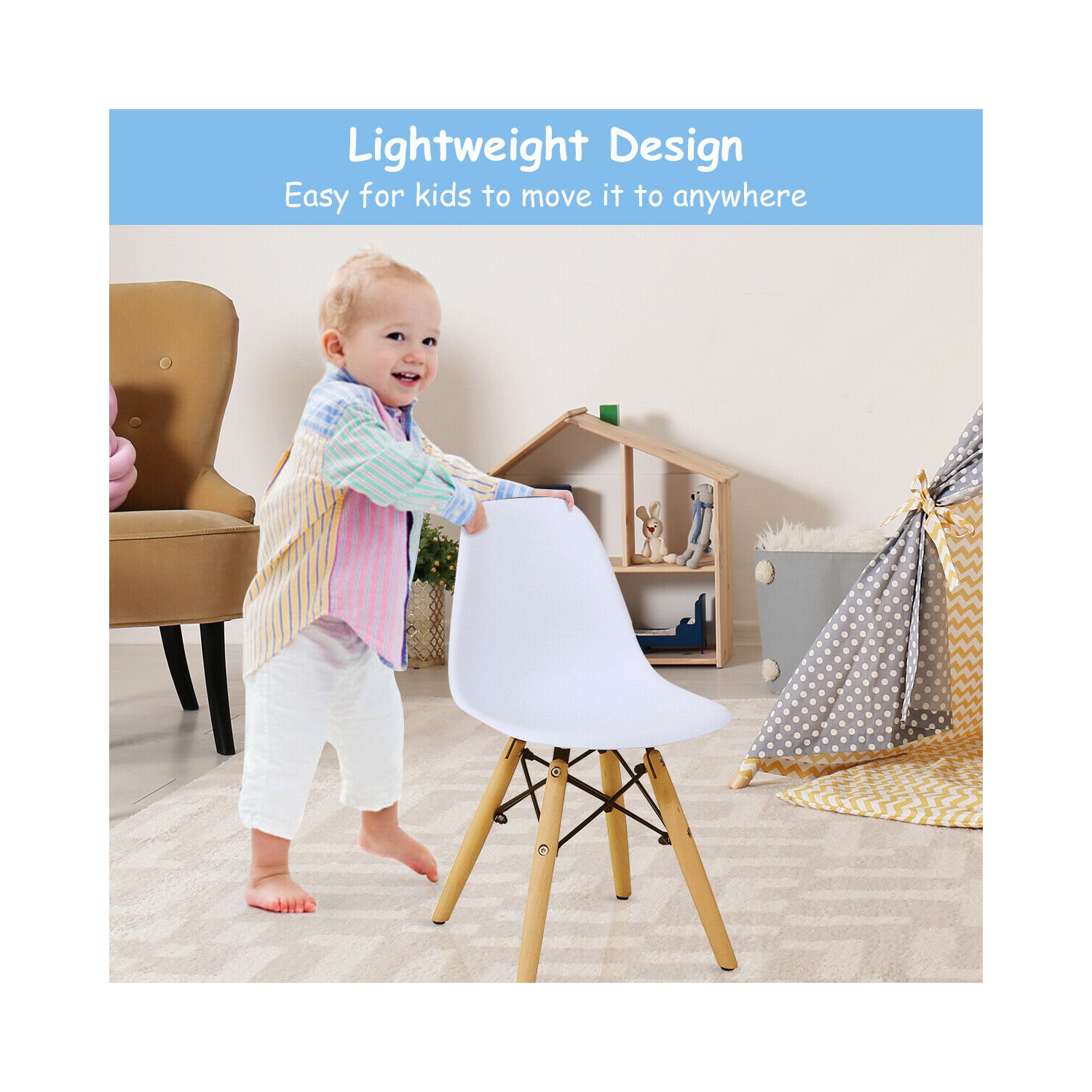 Gymax Kids Modern Dining Table Set Round Table with 2 Armless Chairs White