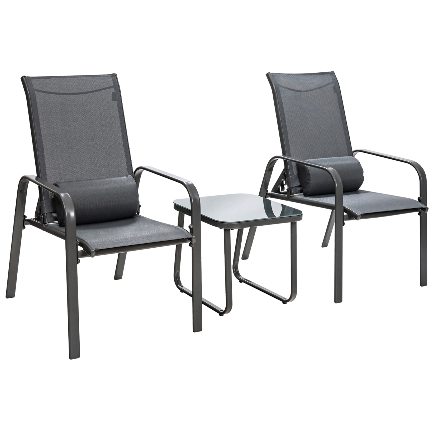Gymax 3PCS Outdoor Bistro Set Patio Conversation Set w/ Adjustable Backrest