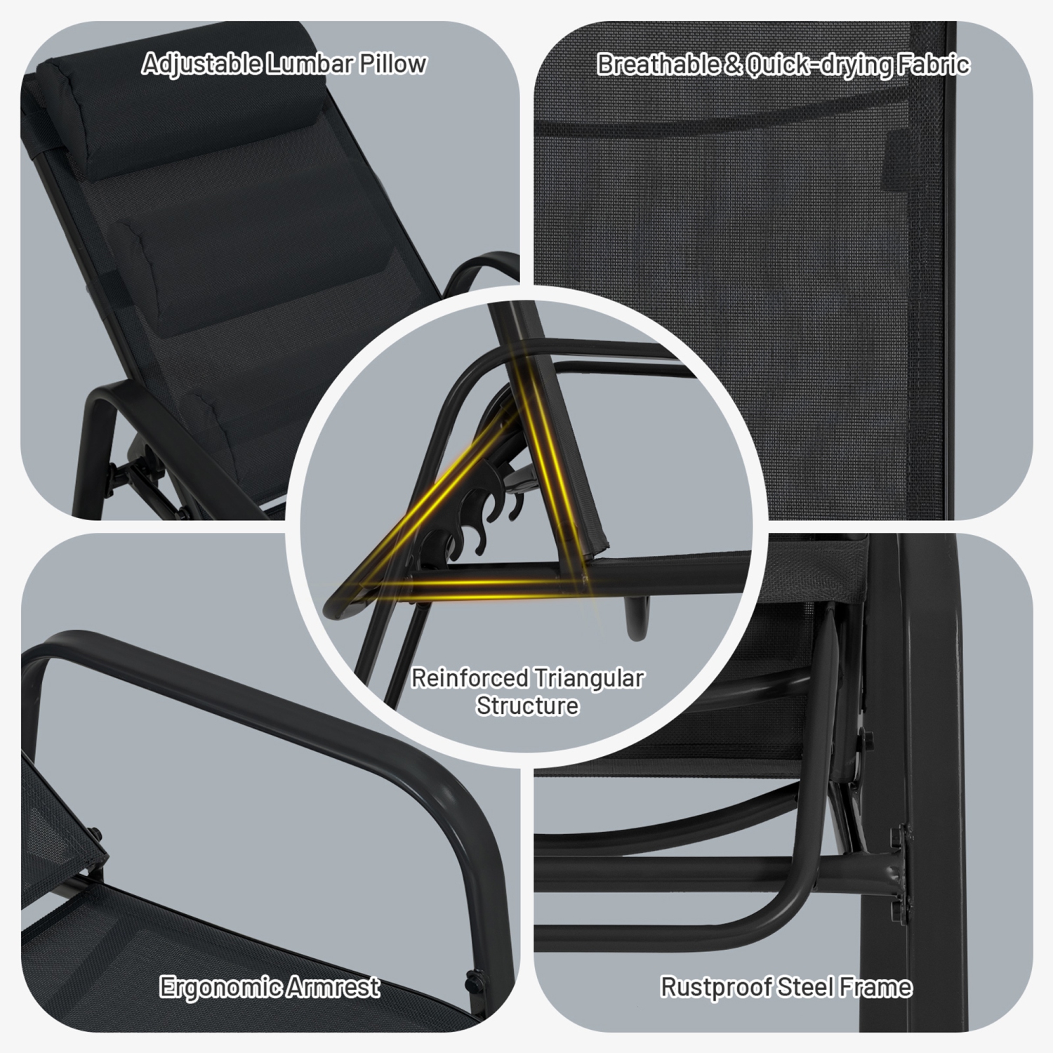 Gymax 3PCS Outdoor Bistro Set Patio Conversation Set w/ Adjustable Backrest