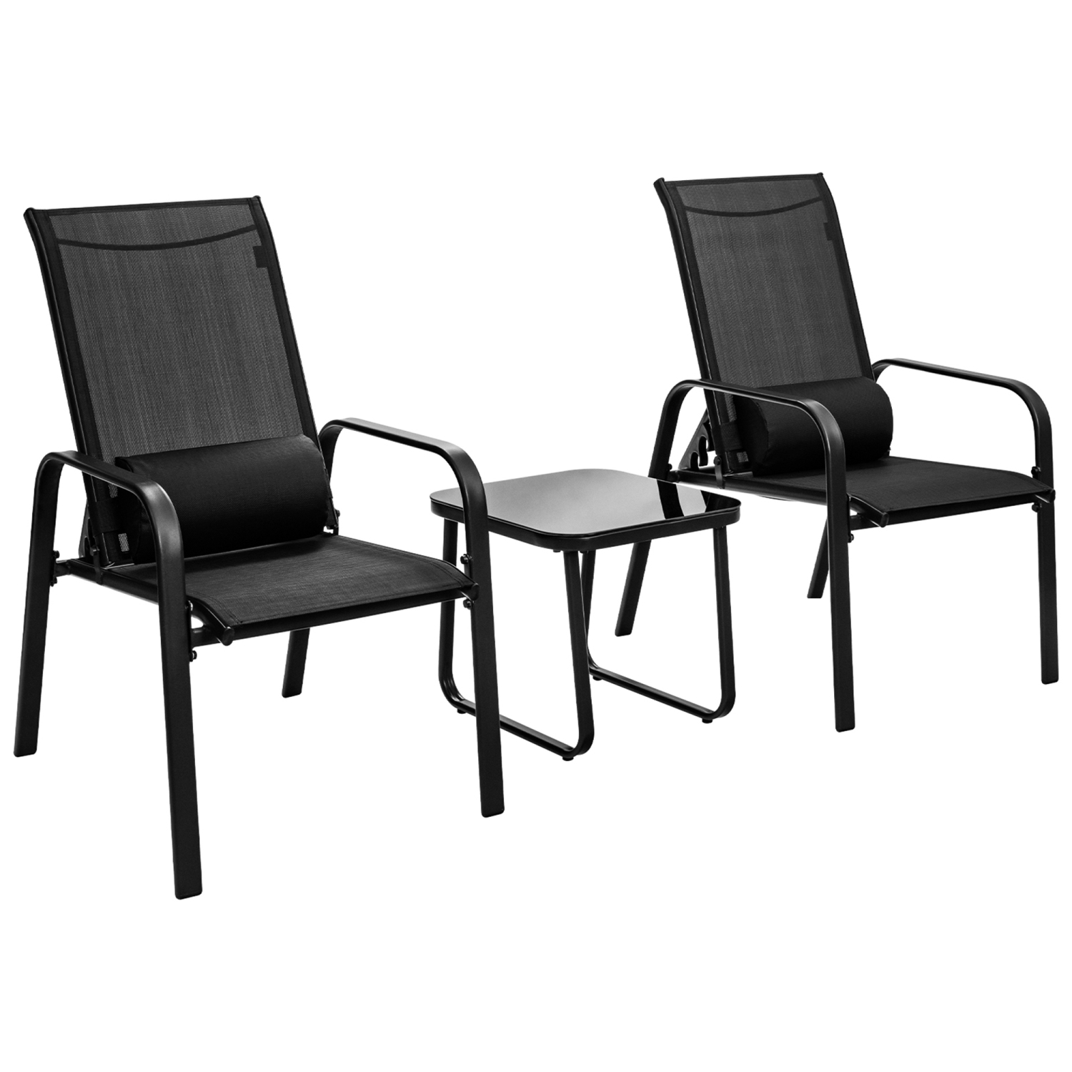 Gymax 3PCS Outdoor Bistro Set Patio Conversation Set w/ Adjustable Backrest