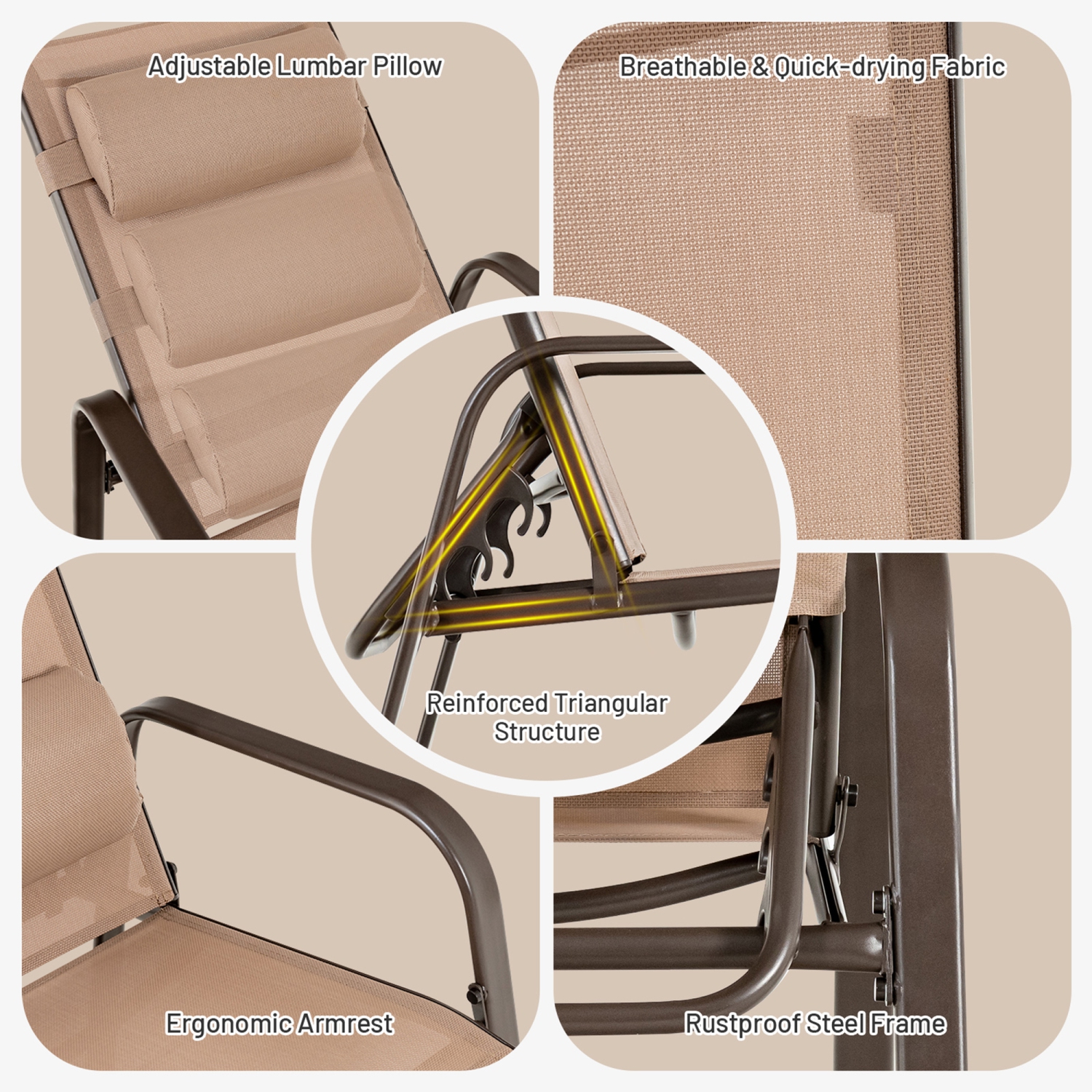 Gymax 3PCS Outdoor Bistro Set Patio Conversation Set w/ Adjustable Backrest