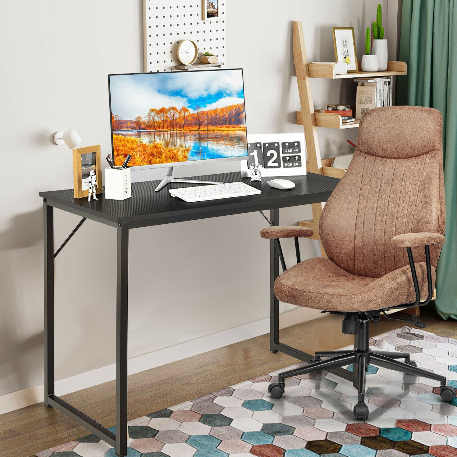 L-Shaped Computer Desk and Writing Workstation for Home Office Corner Setup