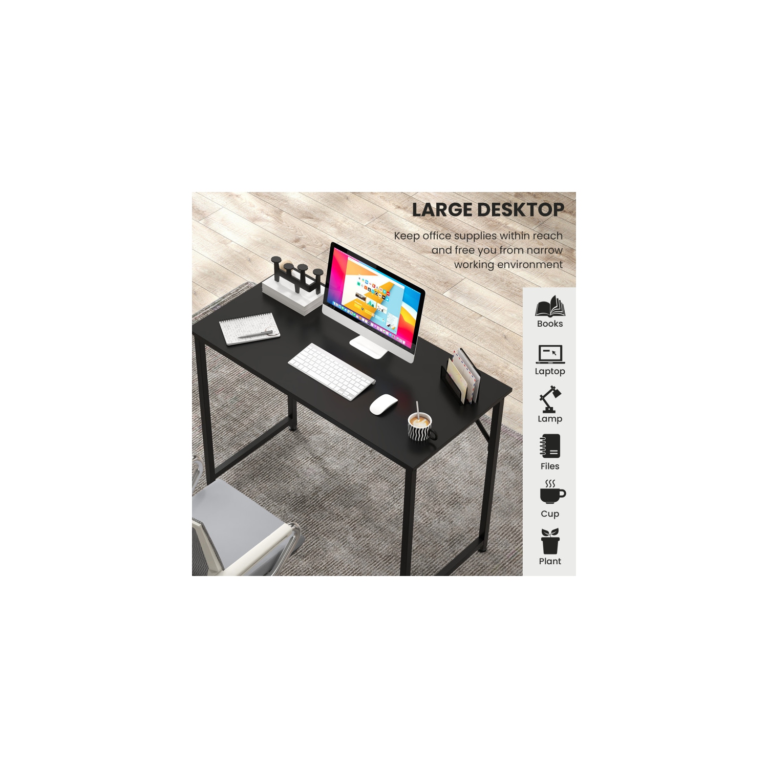 L-Shaped Computer Desk and Writing Workstation for Home Office Corner Setup