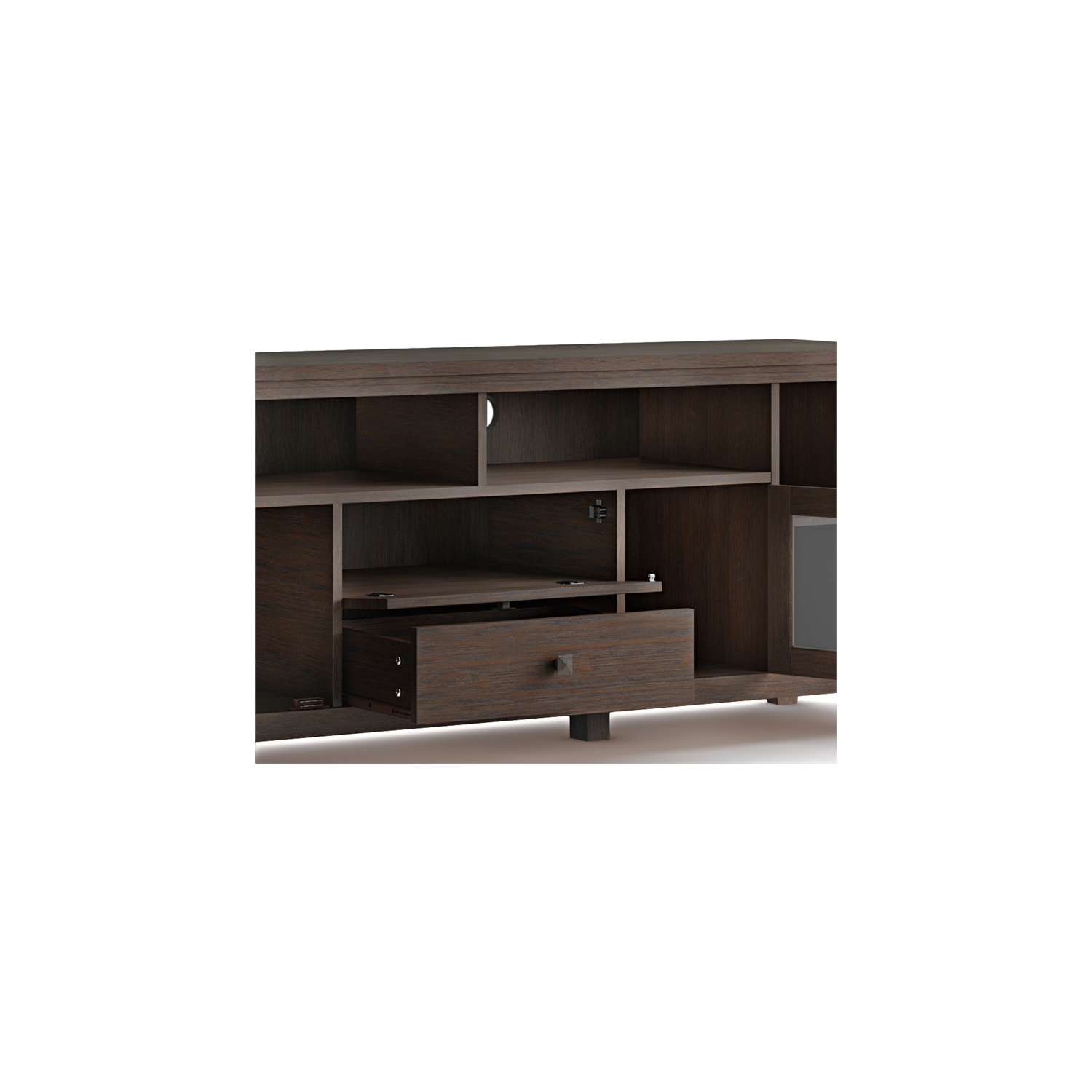 Simpli Home Cosmopolitan 72" Solid Wood TV Media Stand in Farmhouse Brown