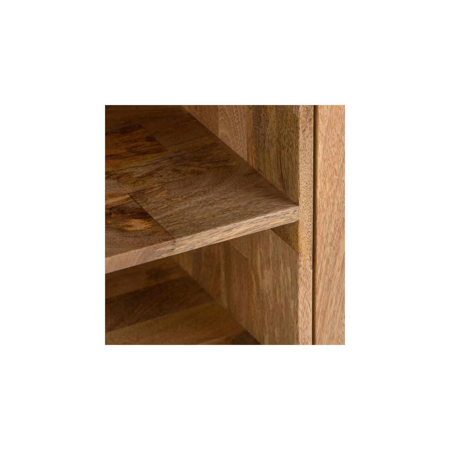 Simpli Home Hunter Mango Wood 60" Industrial TV Media Stand in Natural For TVs up to 65"