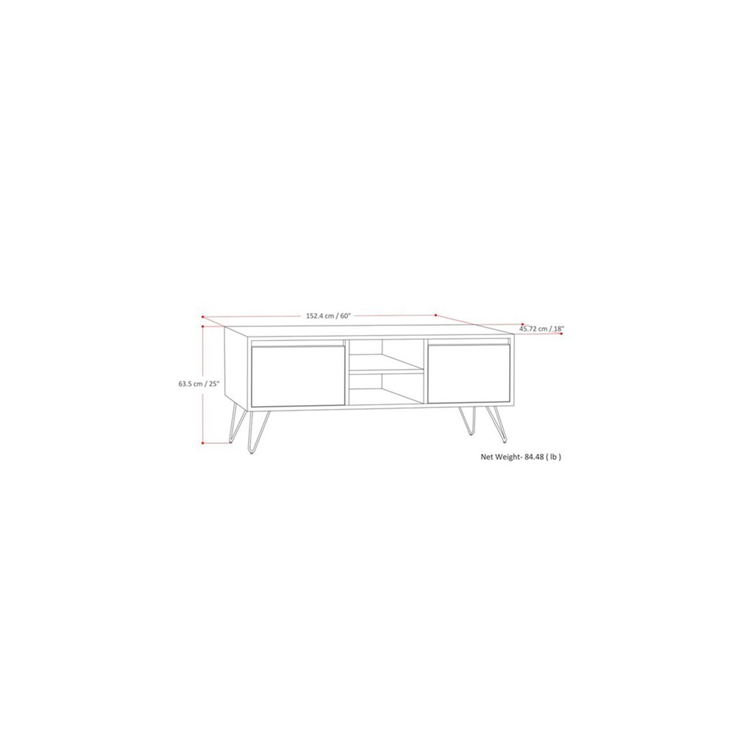 Simpli Home Hunter Mango Wood 60" Industrial TV Media Stand in Natural For TVs up to 65"