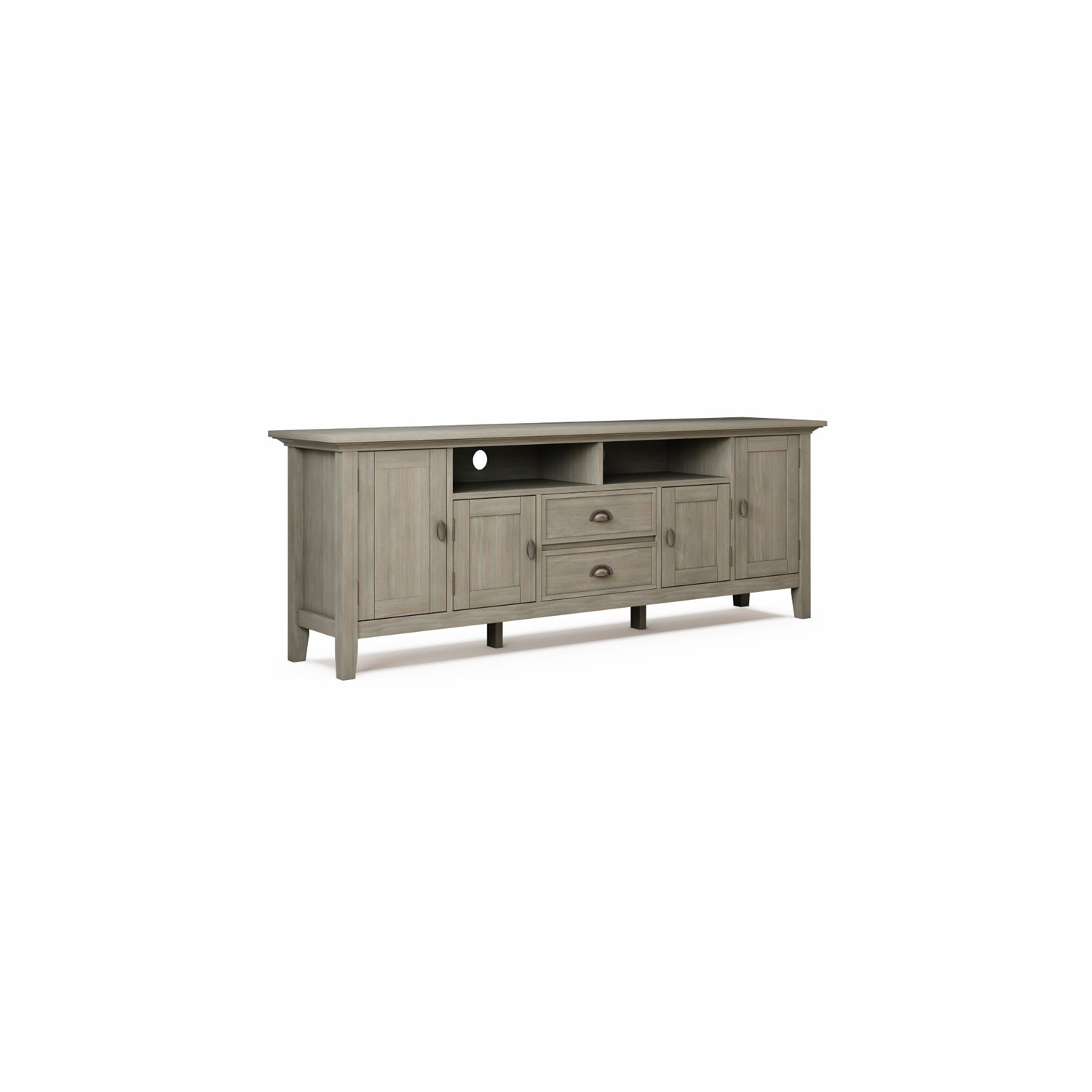 Simpli Home Redmond Wood 72" Transitional TV Media Stand in Gray For TVs up to 80"