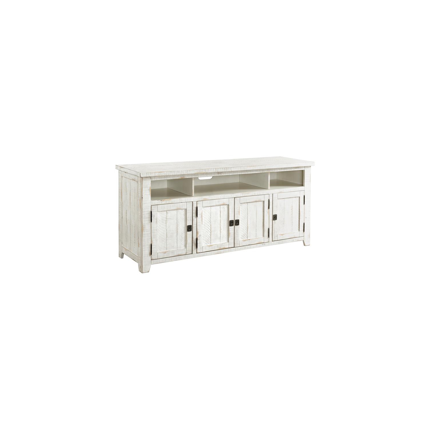Bowery Hill Farmhouse 65" Solid Wood TV Stand in Antique White