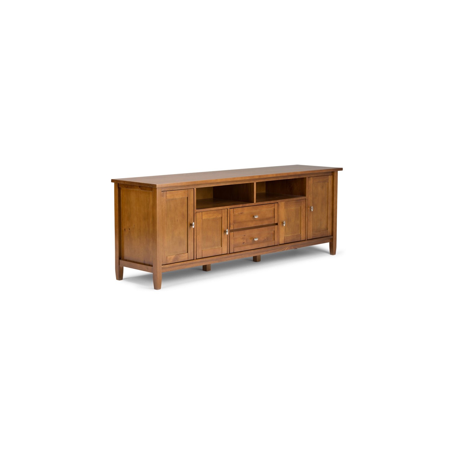 Simpli Home Bois de Shaker chaud 72" Transitionnel TV Support de médias en brun doré clair Pour les téléviseurs jusqu'à 80"