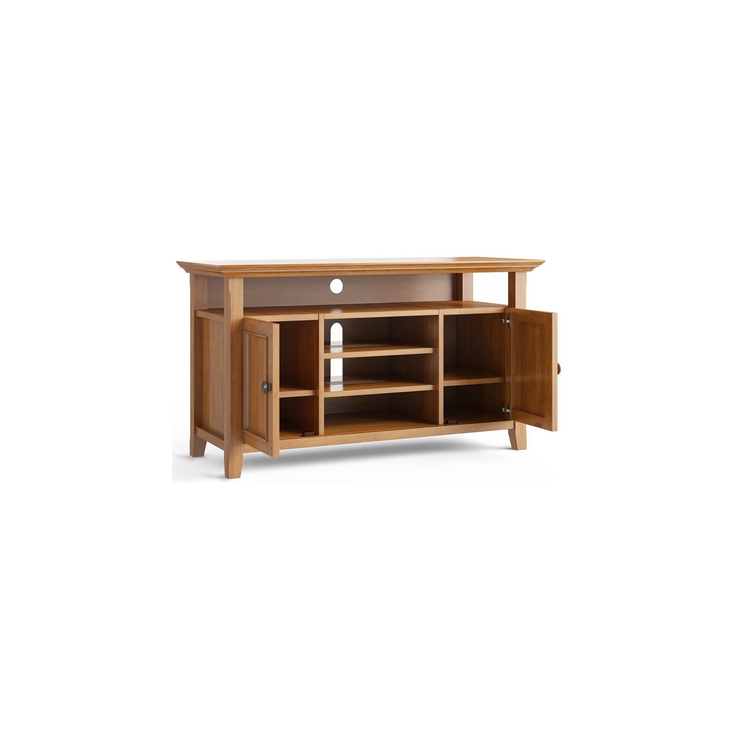 Simpli Home Amherst Transitional Bois massif 54" TV Stand in Light Golden Brown