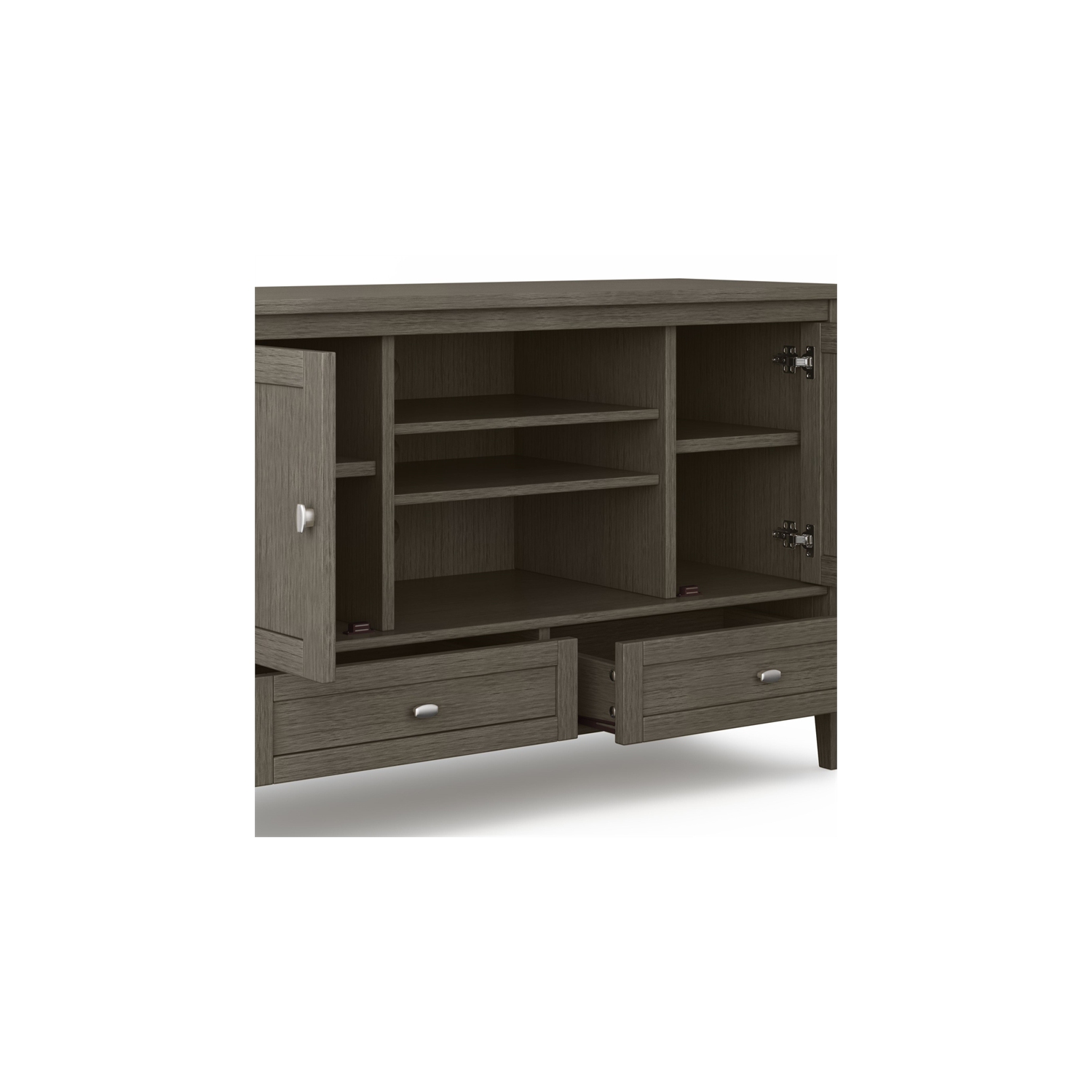 Simpli Home Warm Shaker Wood 47" Transitional TV Media Stand in Farmhouse Gray For TVs up to 50"