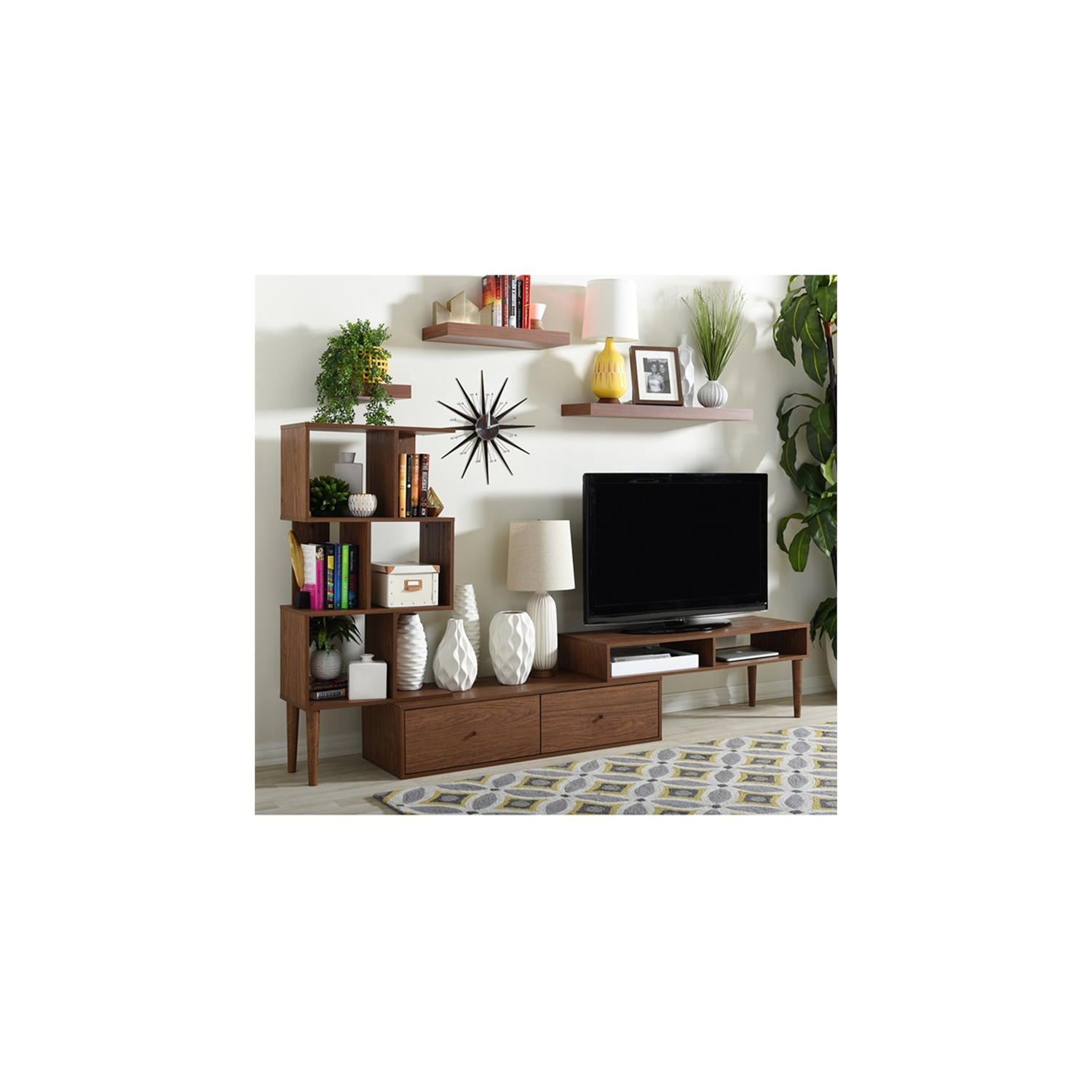 Baxton Studio Haversham Entertainment Center in Dark Walnut Best