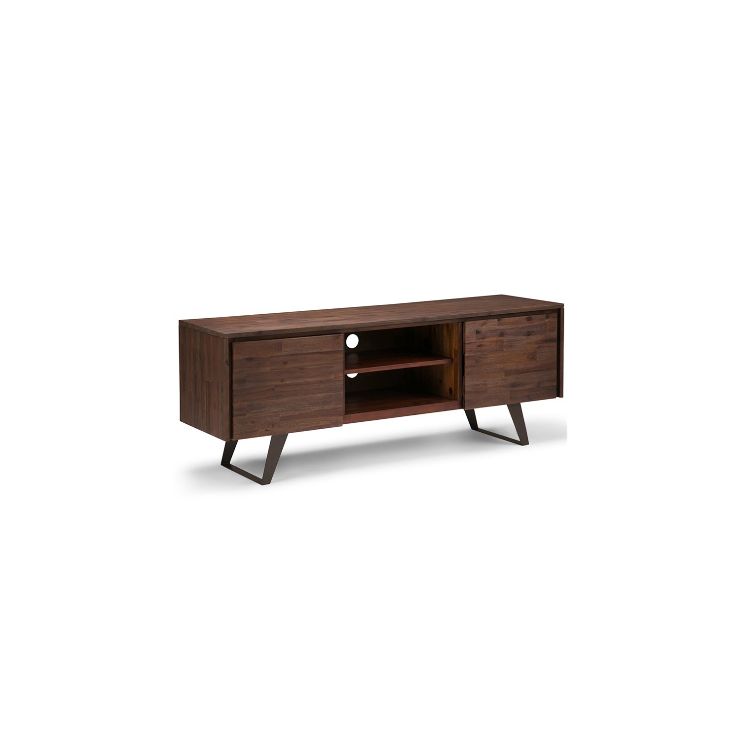 Simpli Home Lowry 63" TV Stand in Distressed Charcoal Brown