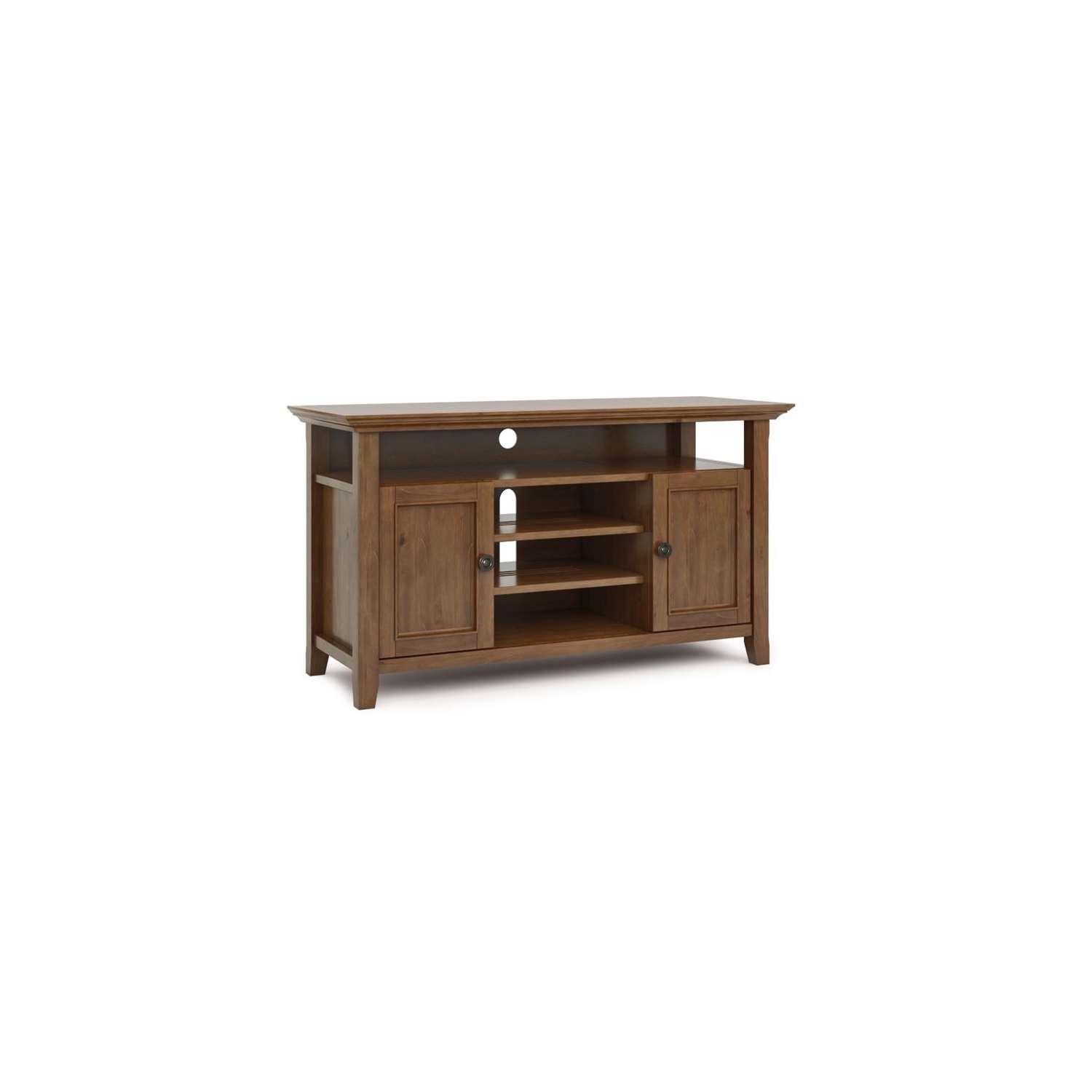 Simpli Home Amherst 54" Solid Wood TV Stand in Medium Saddle Brown