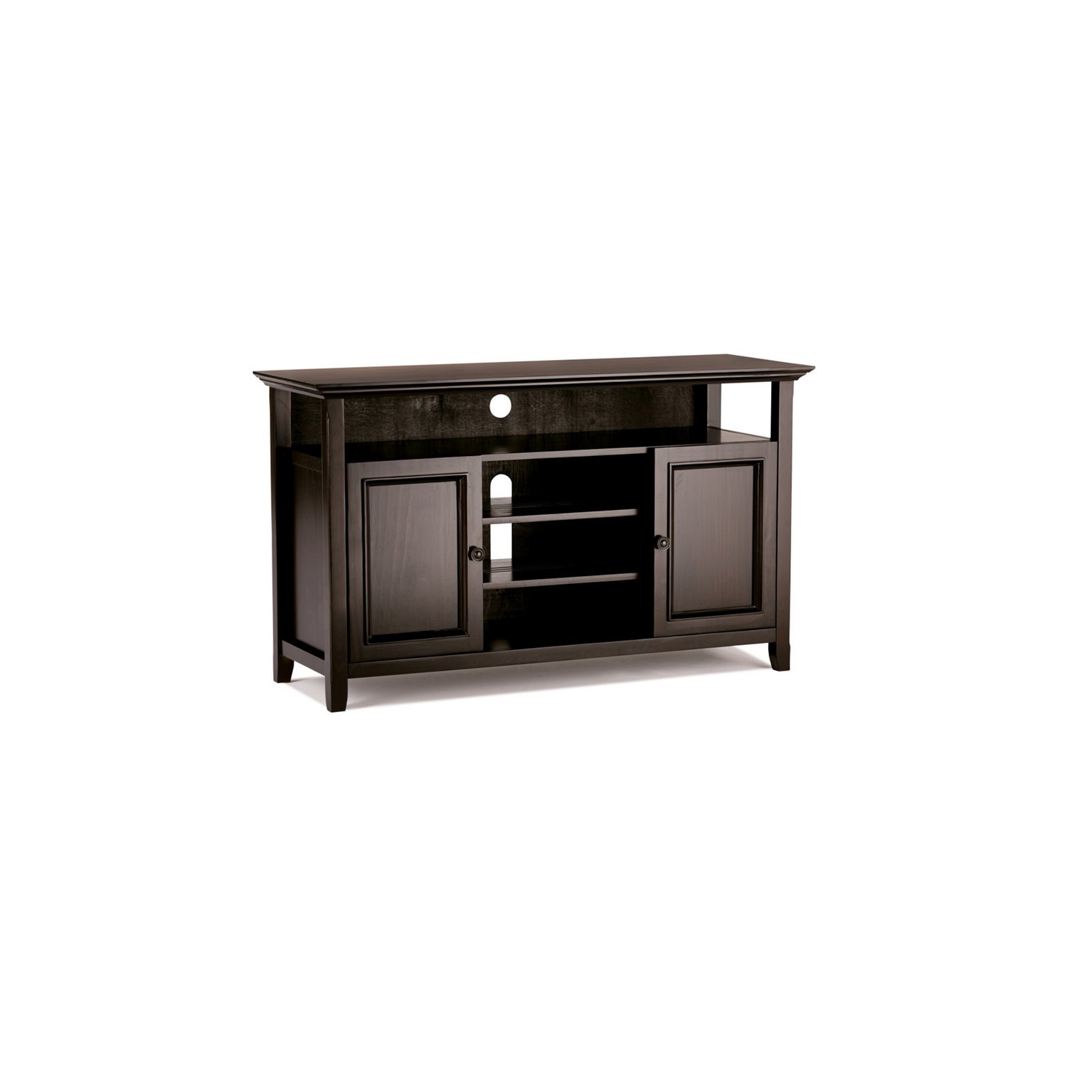 Simpli Home Amherst Transitional Solid Wood 54" TV Stand in Hickory Brown
