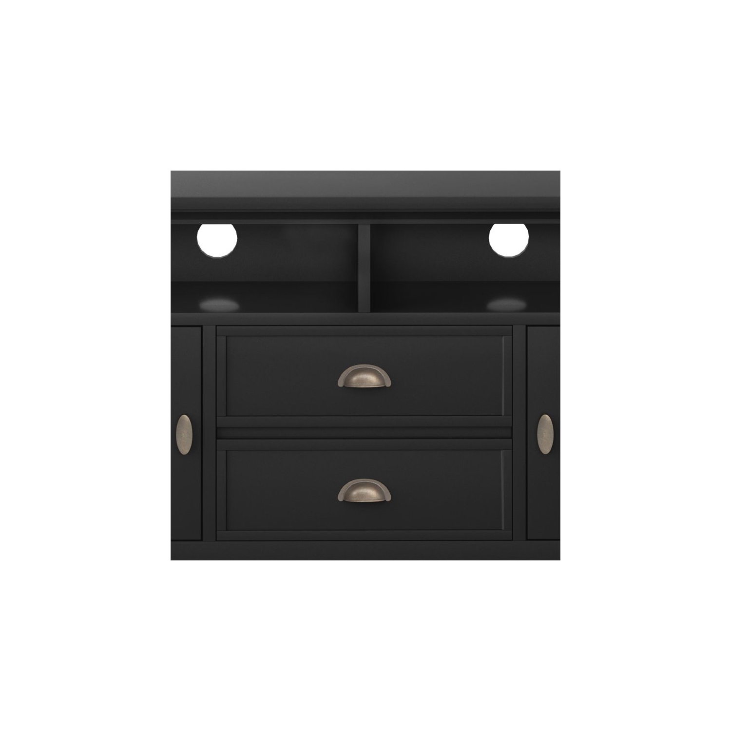 Simpli Home Redmond Wood 72" Transitional TV Media Stand in Black For TVs up to 80"