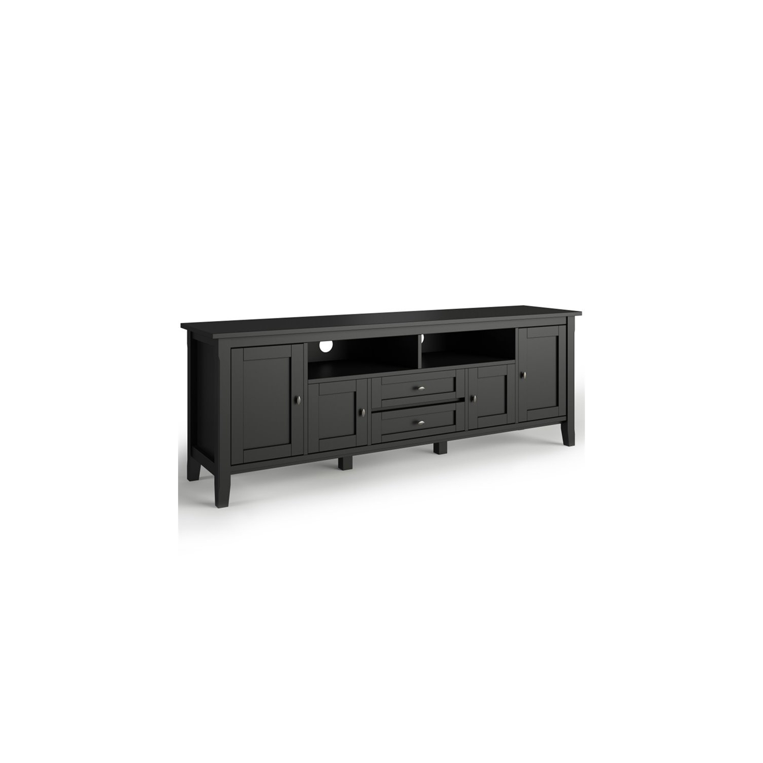 Simpli Home Warm Shaker Wood 72" Transitional TV Media Stand in Black For TVs up to 80"