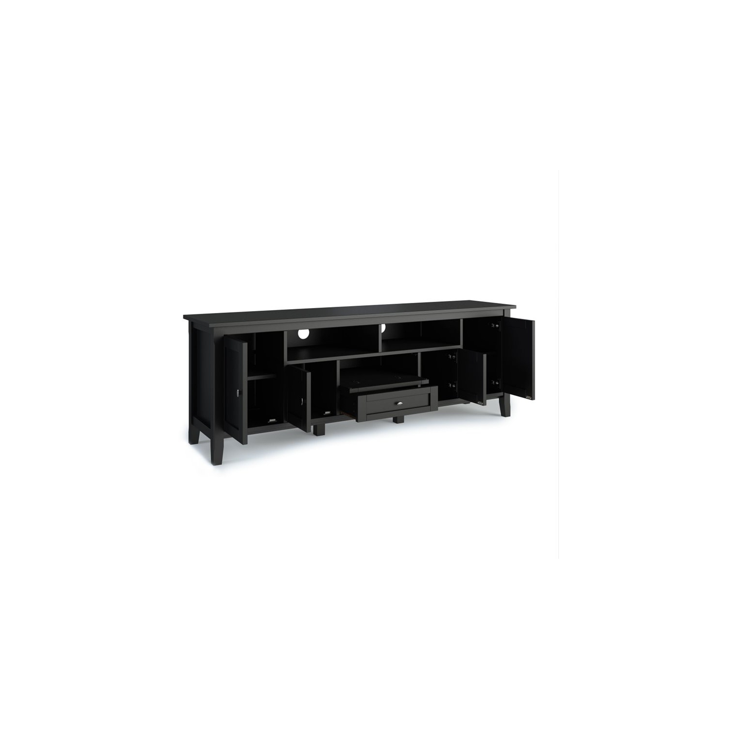 Simpli Home Warm Shaker Wood 72" Transitional TV Media Stand in Black For TVs up to 80"